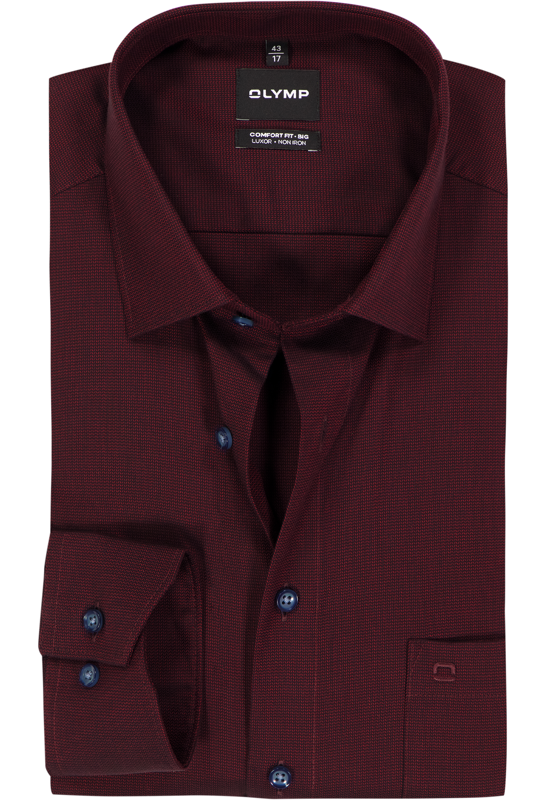 OLYMP Luxor comfort fit Big overhemd, structuur, bordeaux rood OLYMP Luxor comfort fit Big overhemd, structuur, bordeaux rood