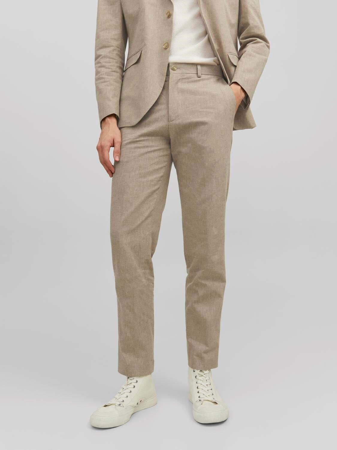 JACK & JONES Riviera Linen Trouser Fit slim fit, heren pantalon, beige