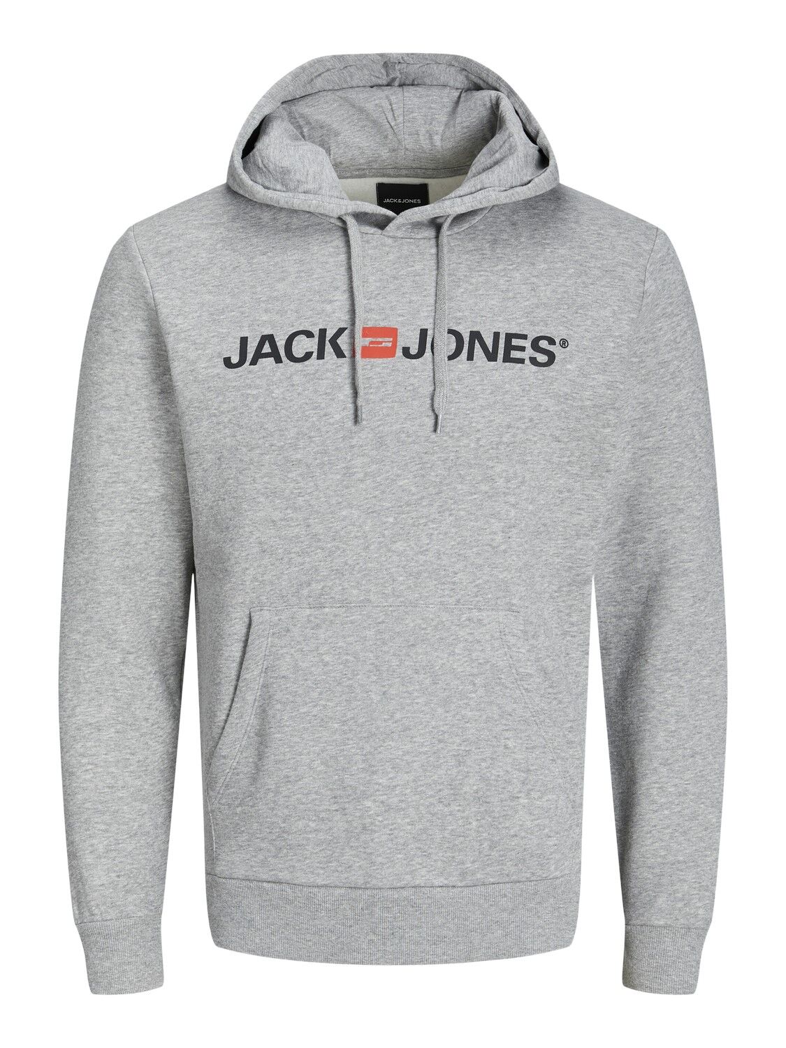 JACK & JONES Corp old logo sweat hood slim fit, heren hoodie katoenmengsel met capuchon, lichtgrijs melange - melange