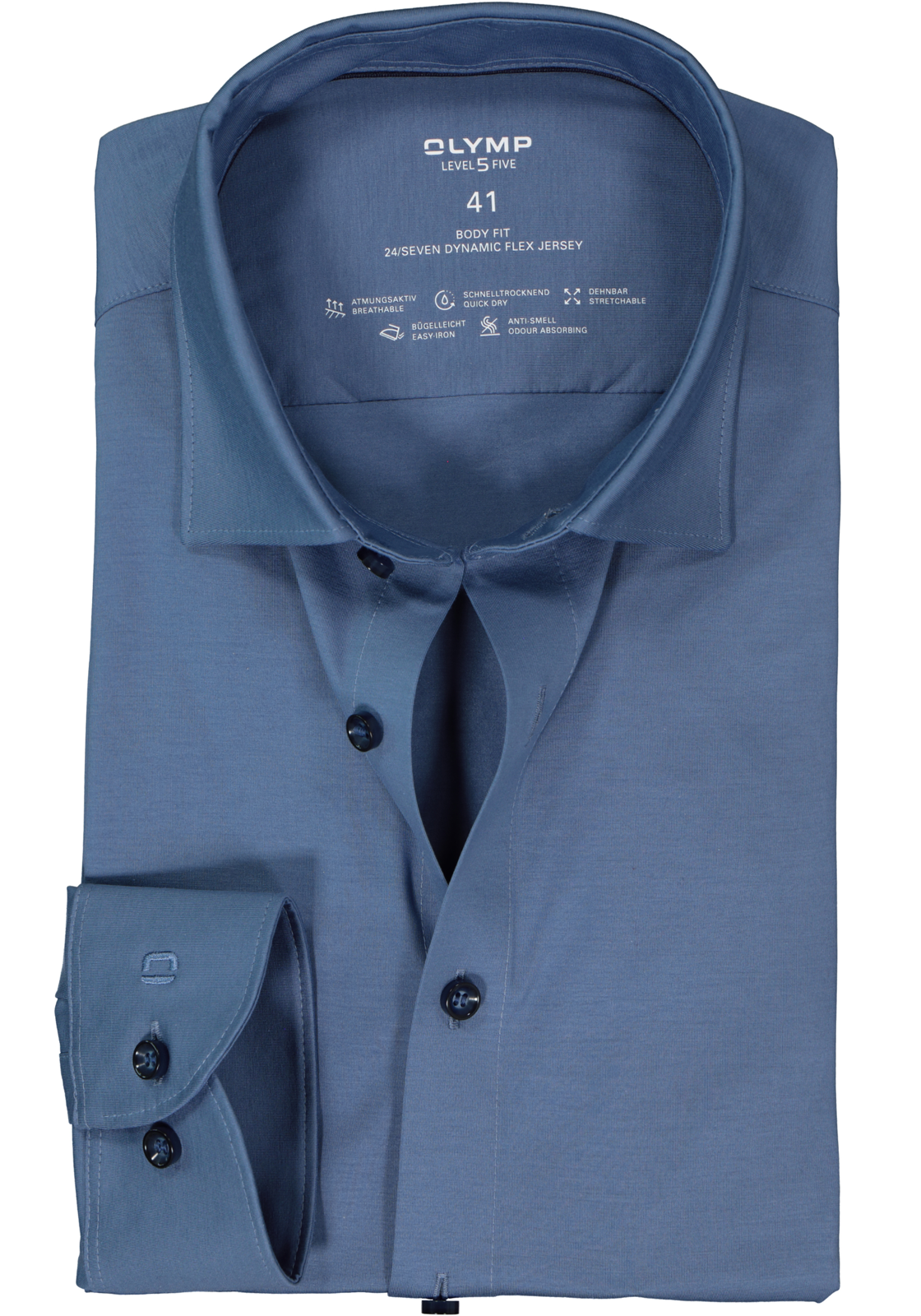 OLYMP 24/7 Level 5 body fit overhemd, tricot, blauw OLYMP 24/7 Level 5 body fit overhemd, tricot, blauw