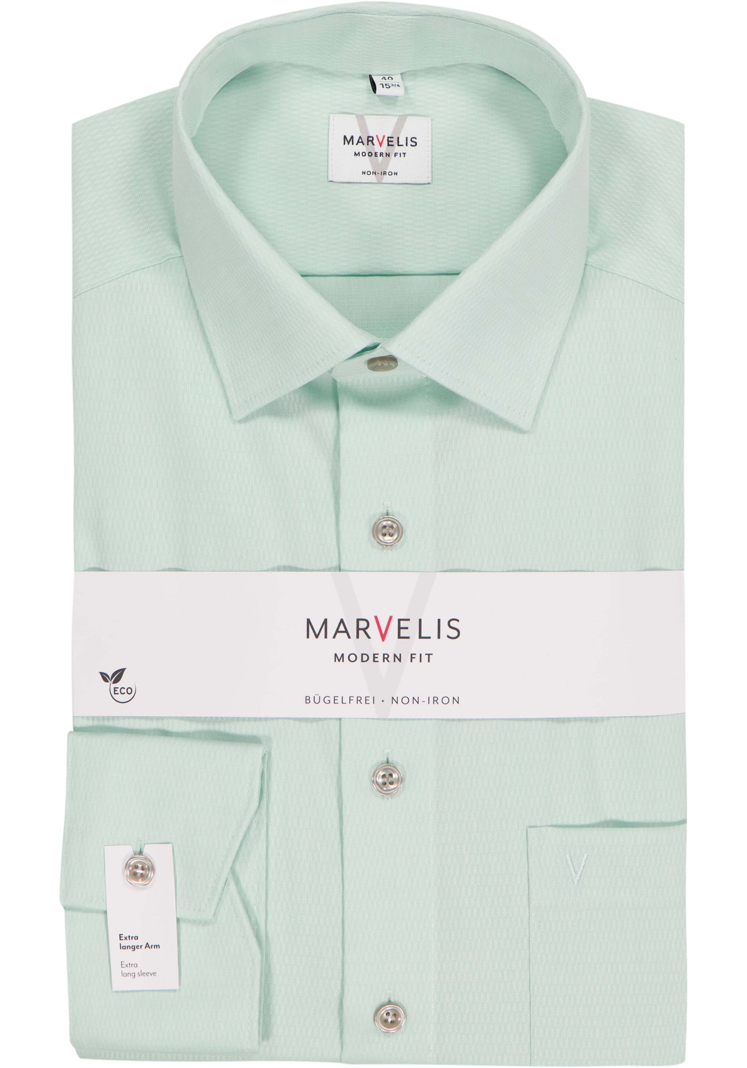 MARVELIS modern fit overhemd, mouwlengte 7, structuur, groen