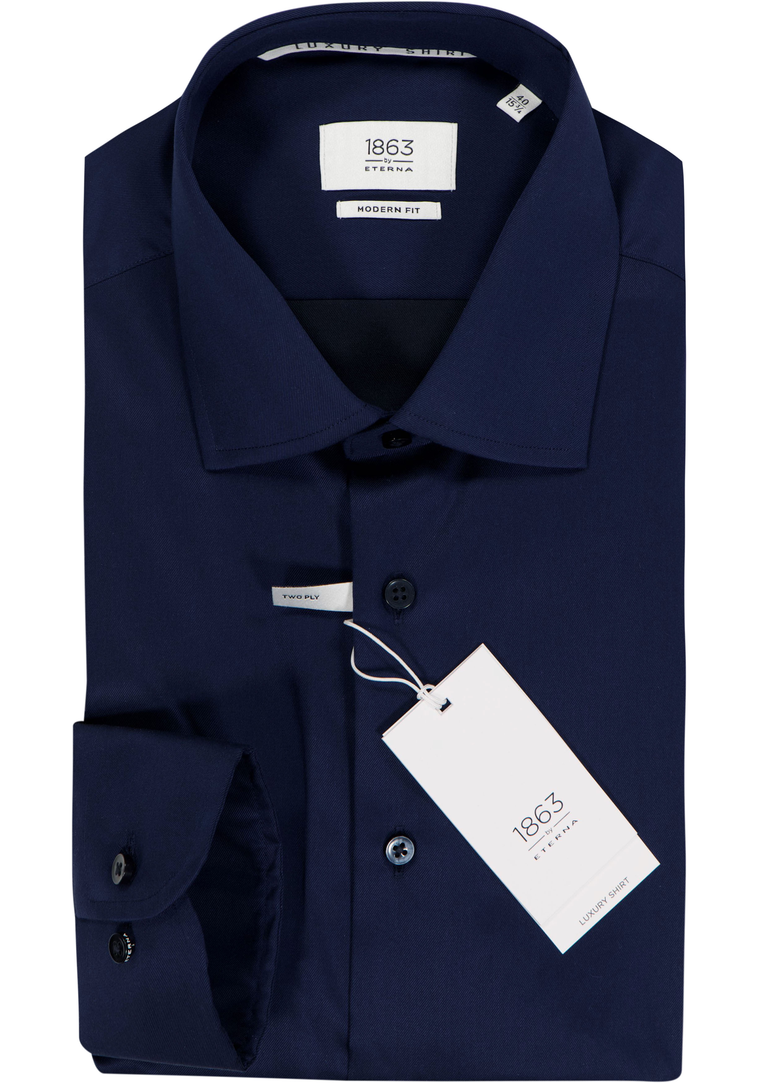 ETERNA 1863 modern fit premium overhemd, 2-ply twill heren overhemd, donkerblauw