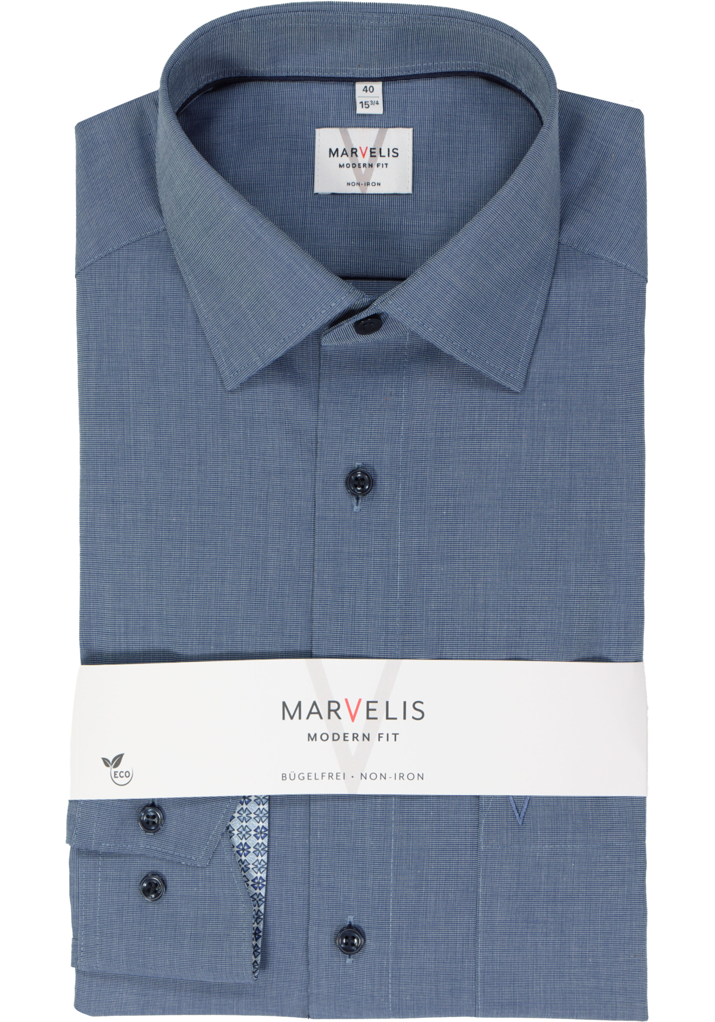 MARVELIS modern fit overhemd, fil a fil, nachtblauw