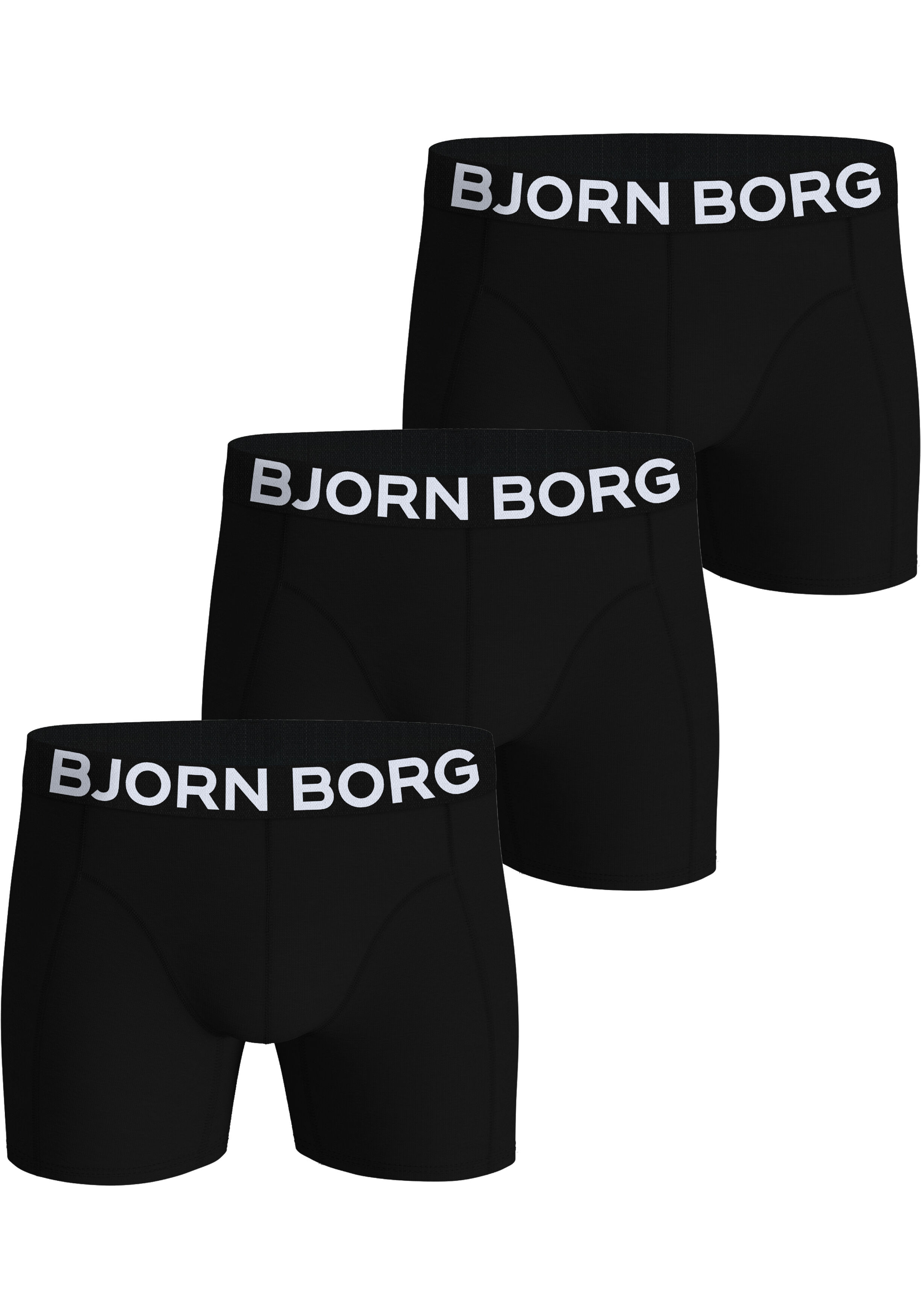 Bjorn Borg Cotton Stretch boxers, heren boxers normale lengte (3-pack), zwart, zwart, zwart