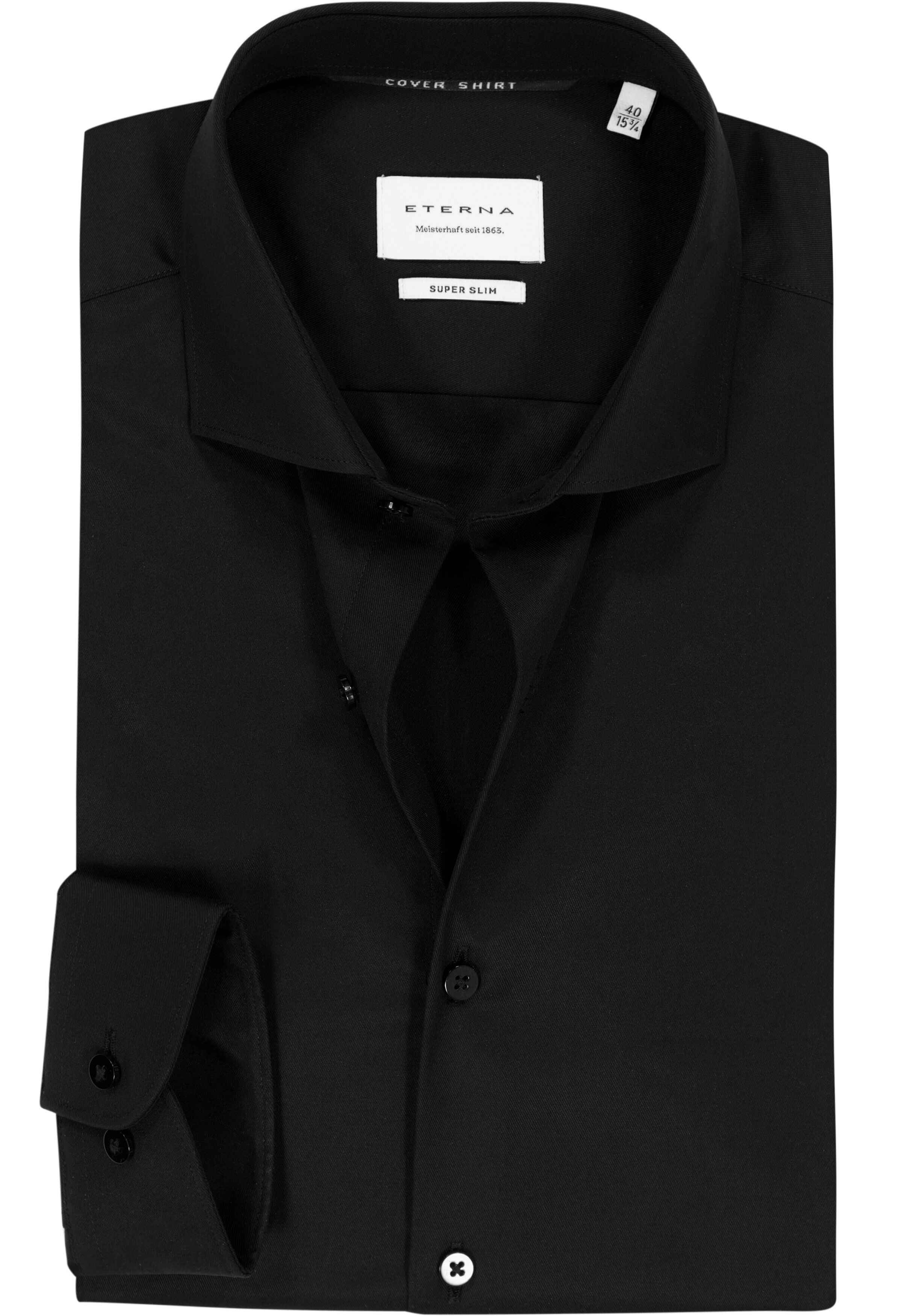 ETERNA super slim fit overhemd, twill, zwart