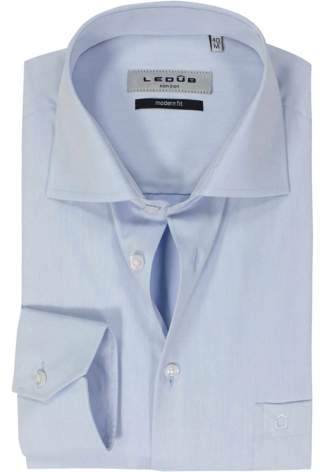 Ledub modern fit overhemd, lichtblauw twill  Ledub modern fit overhemd, lichtblauw twill