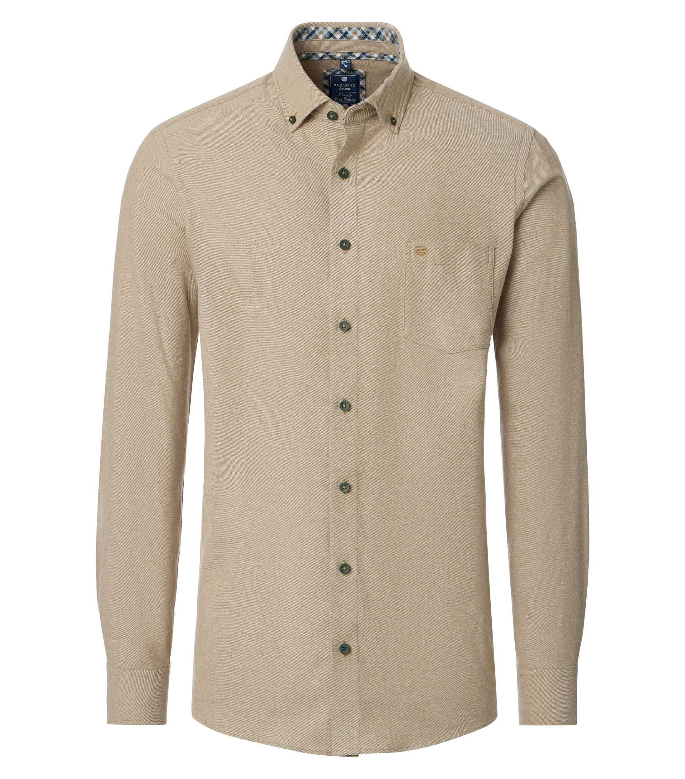 Redmond comfort fit overhemd, flanel, beige