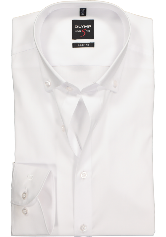 OLYMP Level 5 body fit overhemd, wit met button-down kraag OLYMP Level 5 body fit overhemd, wit met button-down kraag
