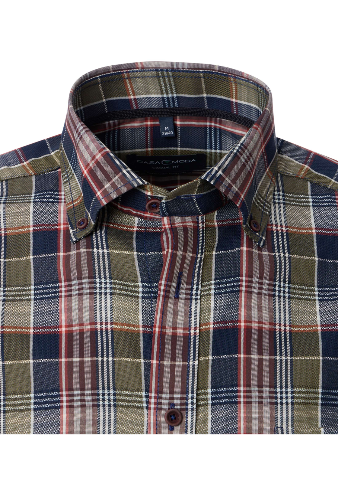 CASA MODA Sport casual fit overhemd, dobby, blauw geruit - 444306500-100 CASA MODA Sport casual fit overhemd, dobby, blauw geruit - 444306500-100