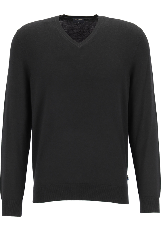OLYMP modern fit trui wol, V-hals, zwart OLYMP modern fit trui wol, V-hals, zwart