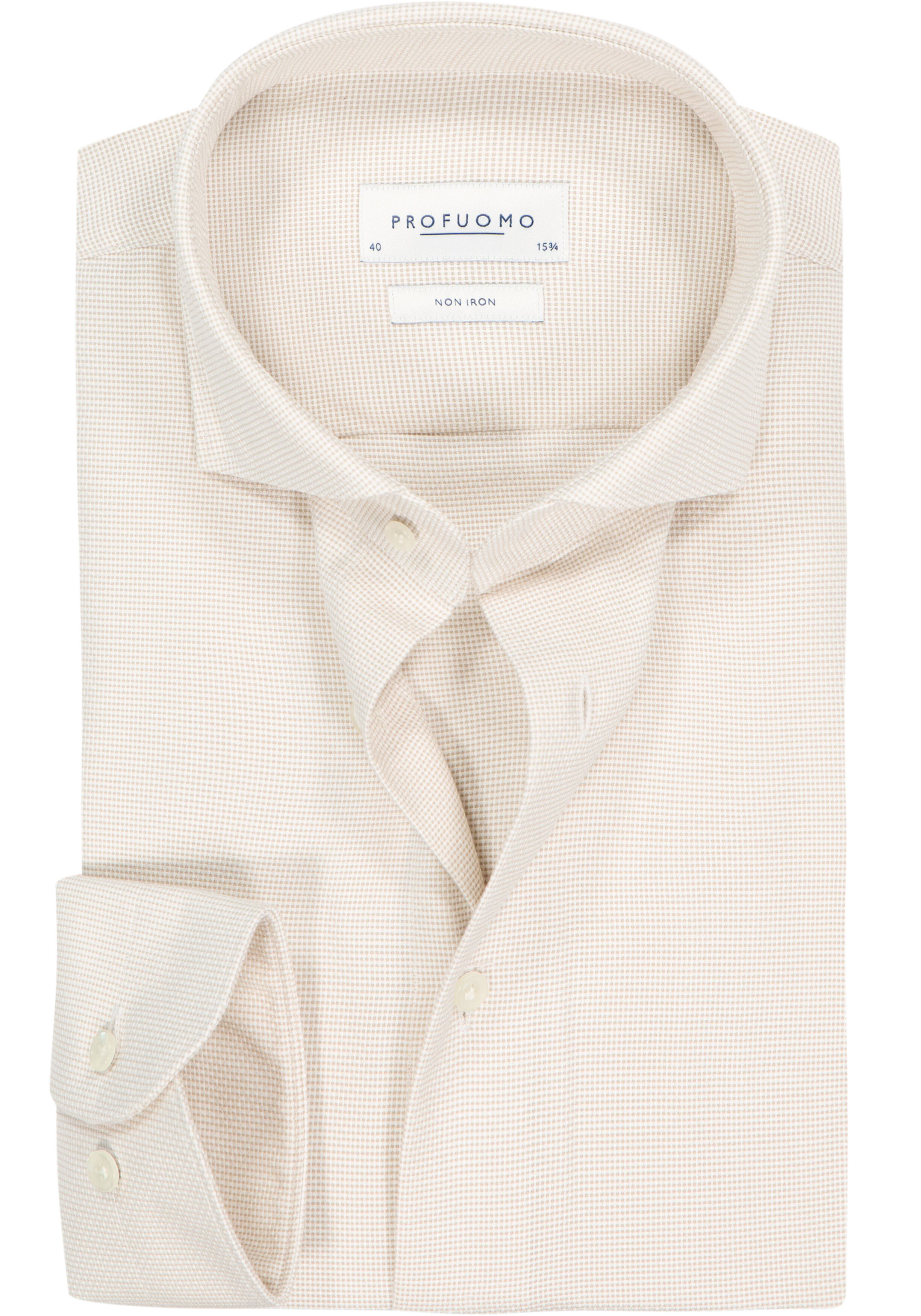 Profuomo slim fit heren overhemd, twill, beige