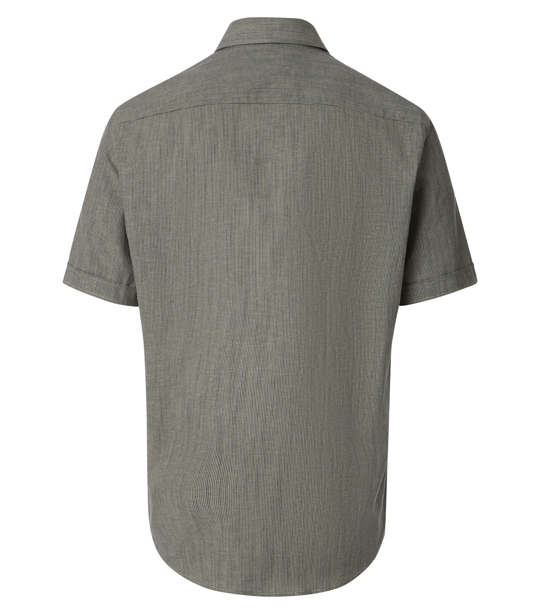 CASA MODA Sport casual fit overhemd, korte mouw, structuur, donker- met lichtgroen fijn gestreept