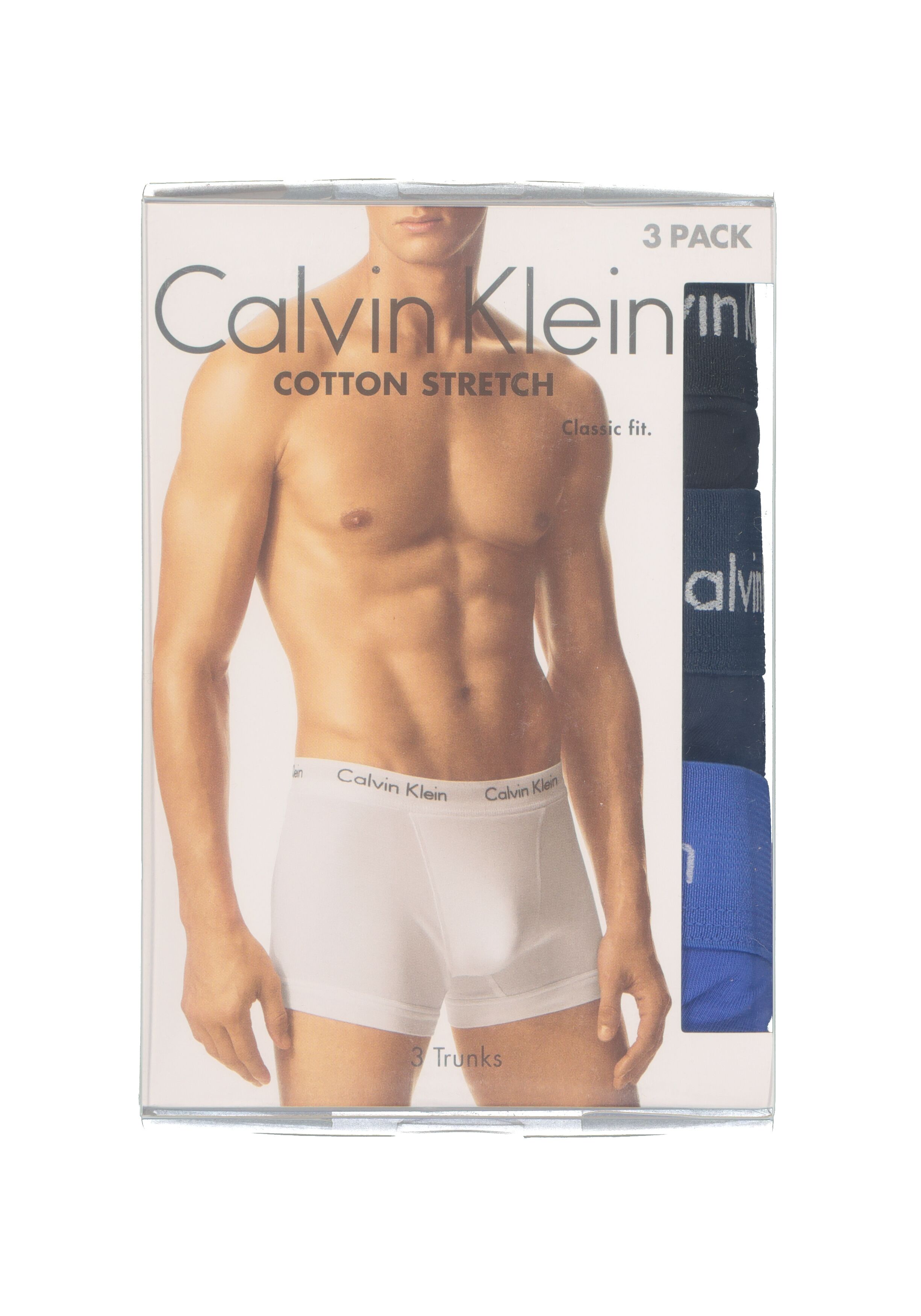 Calvin Klein trunks (3-pack), heren boxers normale lengte, kobalt, navy en zwart