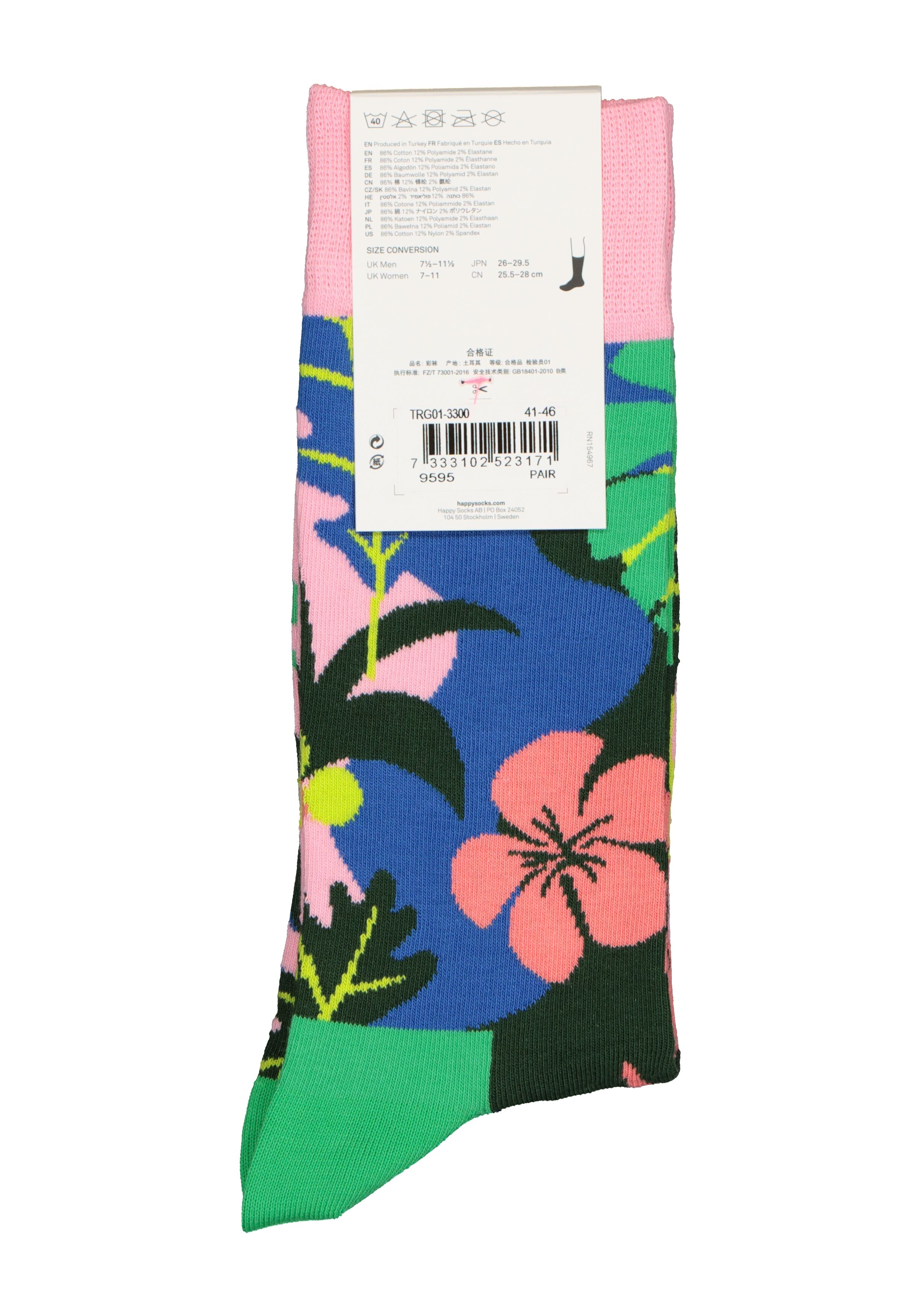 Happy Socks Tropical Garden Sock, blij in de tropen, roze