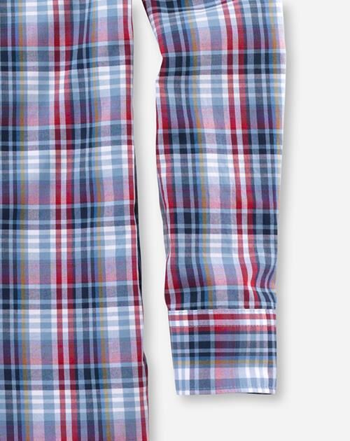 OLYMP Casual modern fit overhemd, twill, rood geruit