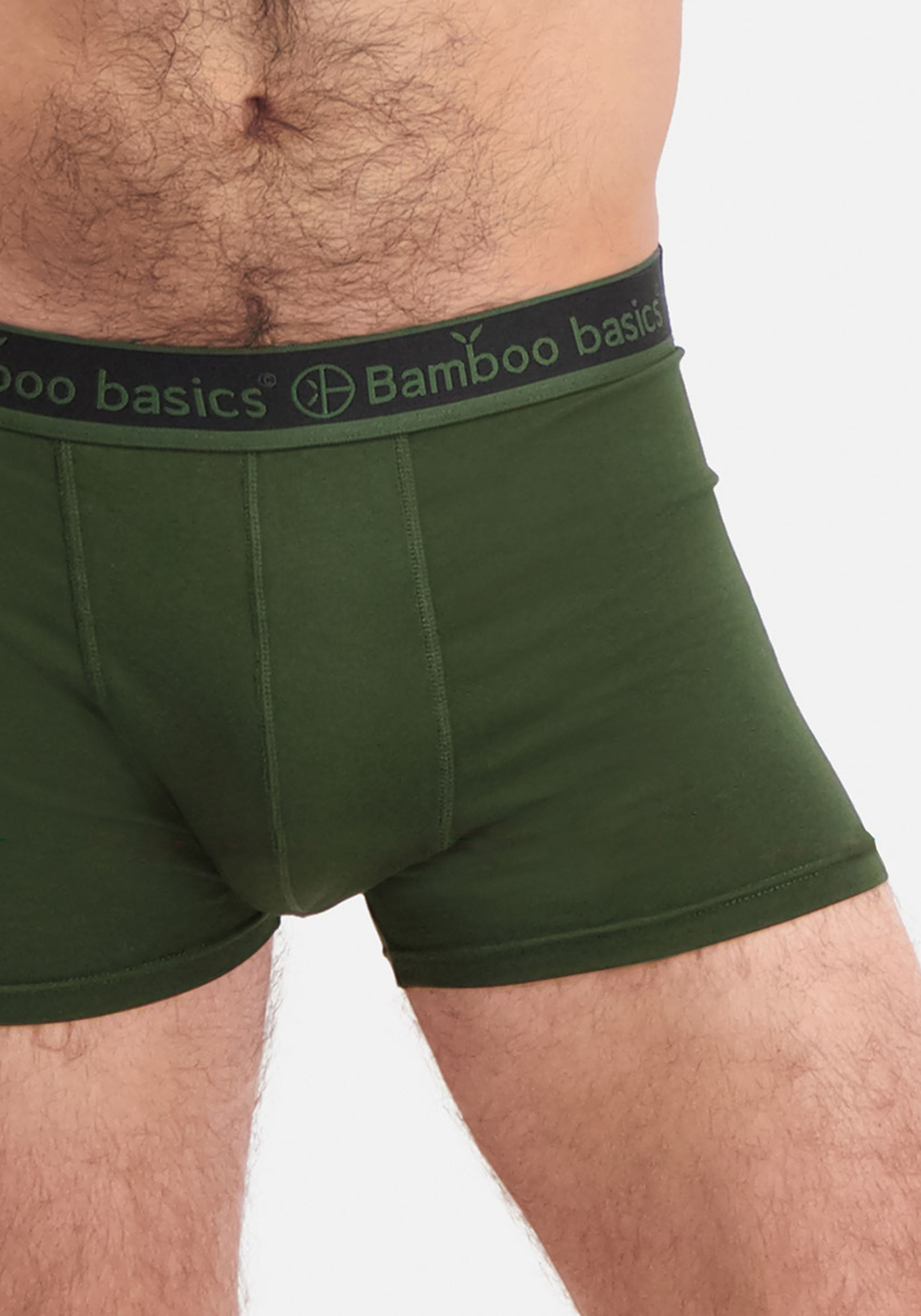 Bamboo Basics Liam trunk boxershorts (3-pack), heren korte boxershort, zwart, legergroen, grijs