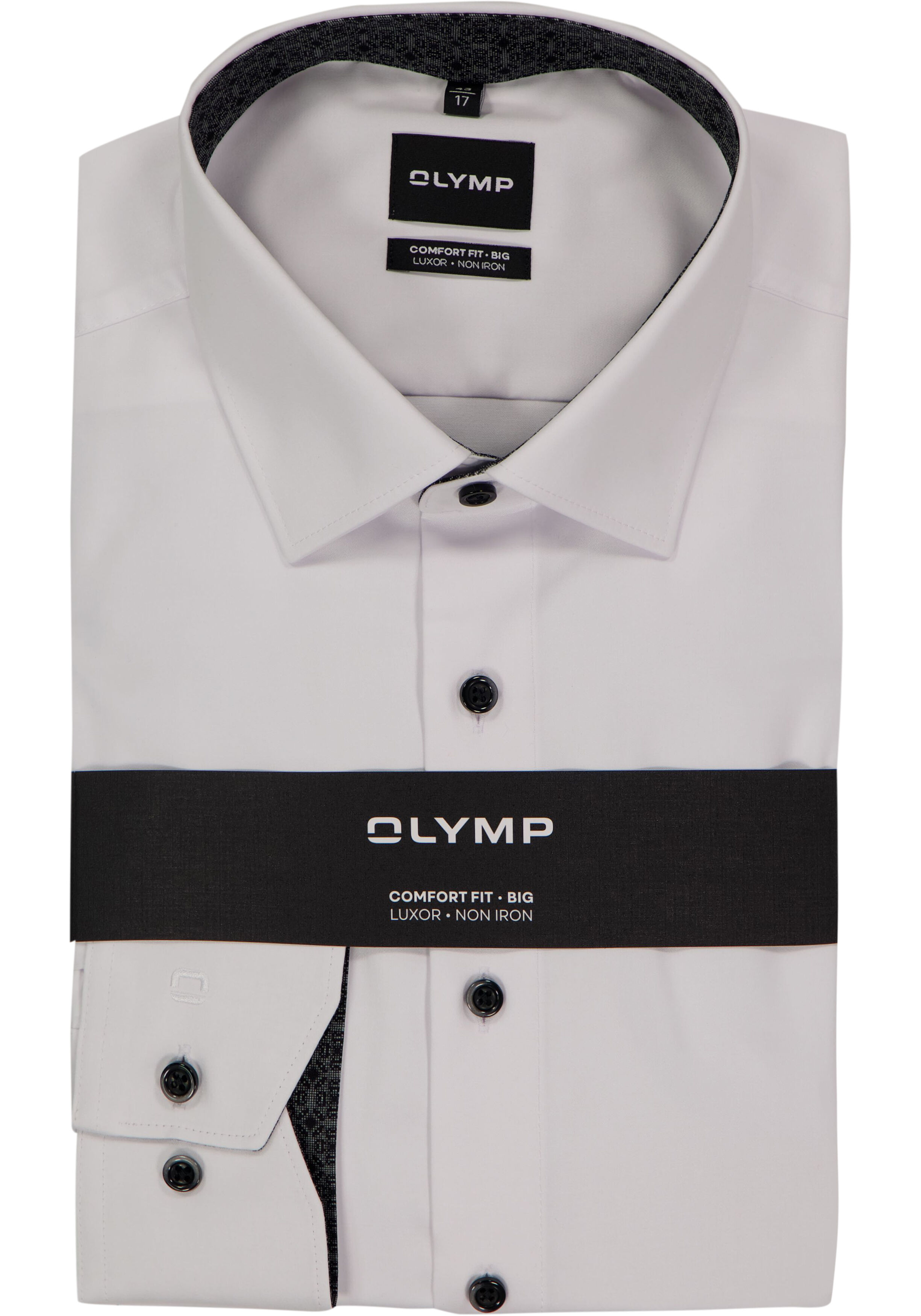 OLYMP Luxor comfort fit Big overhemd, satijnbinding, wit