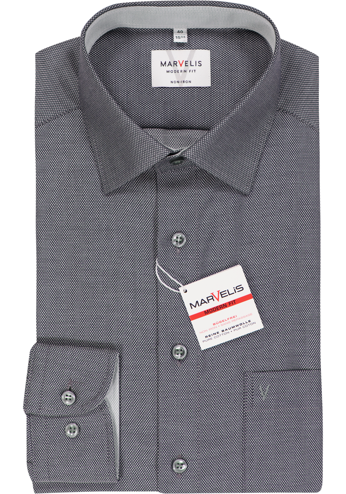 MARVELIS modern fit overhemd, zwart structuur (contrast)  MARVELIS modern fit overhemd, zwart structuur (contrast)