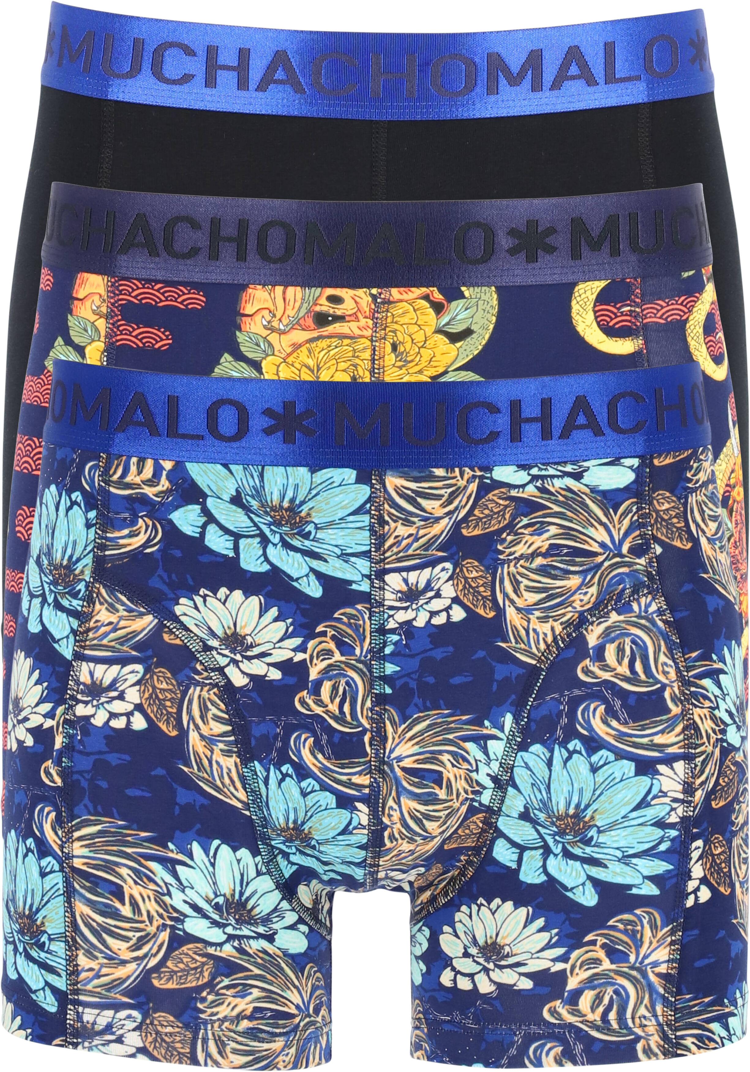Muchachomalo heren boxershorts (3-pack), shorts Leafs Lick it, print, zwart