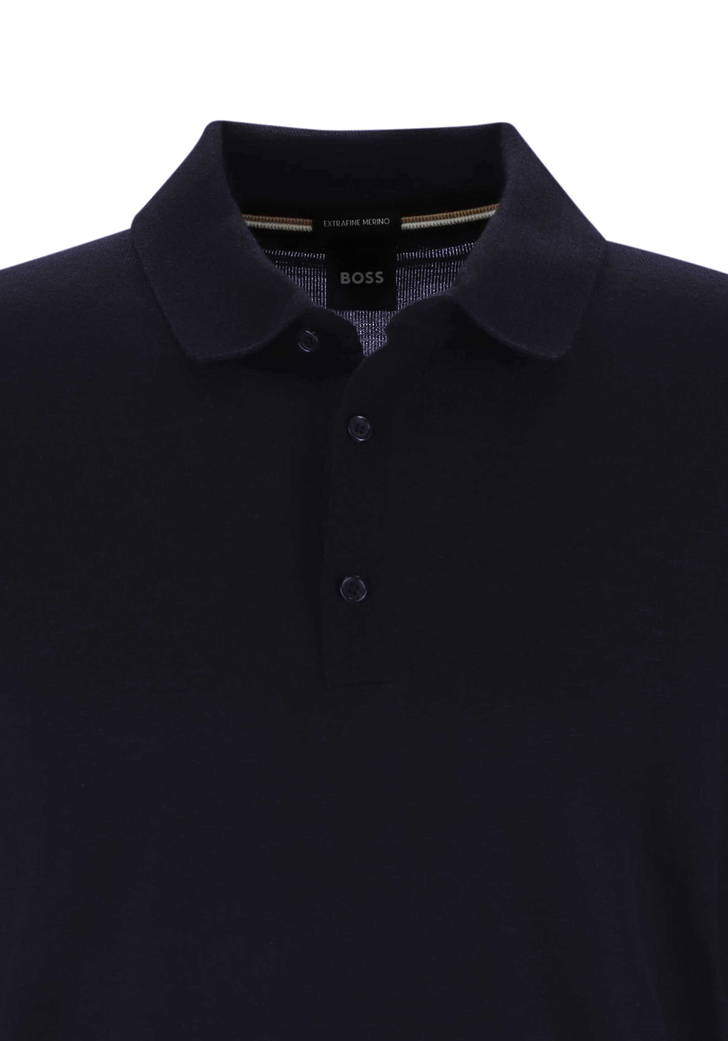 BOSS Lancione regular fit trui wol, heren trui middeldik gebreide polo, donkerblauw