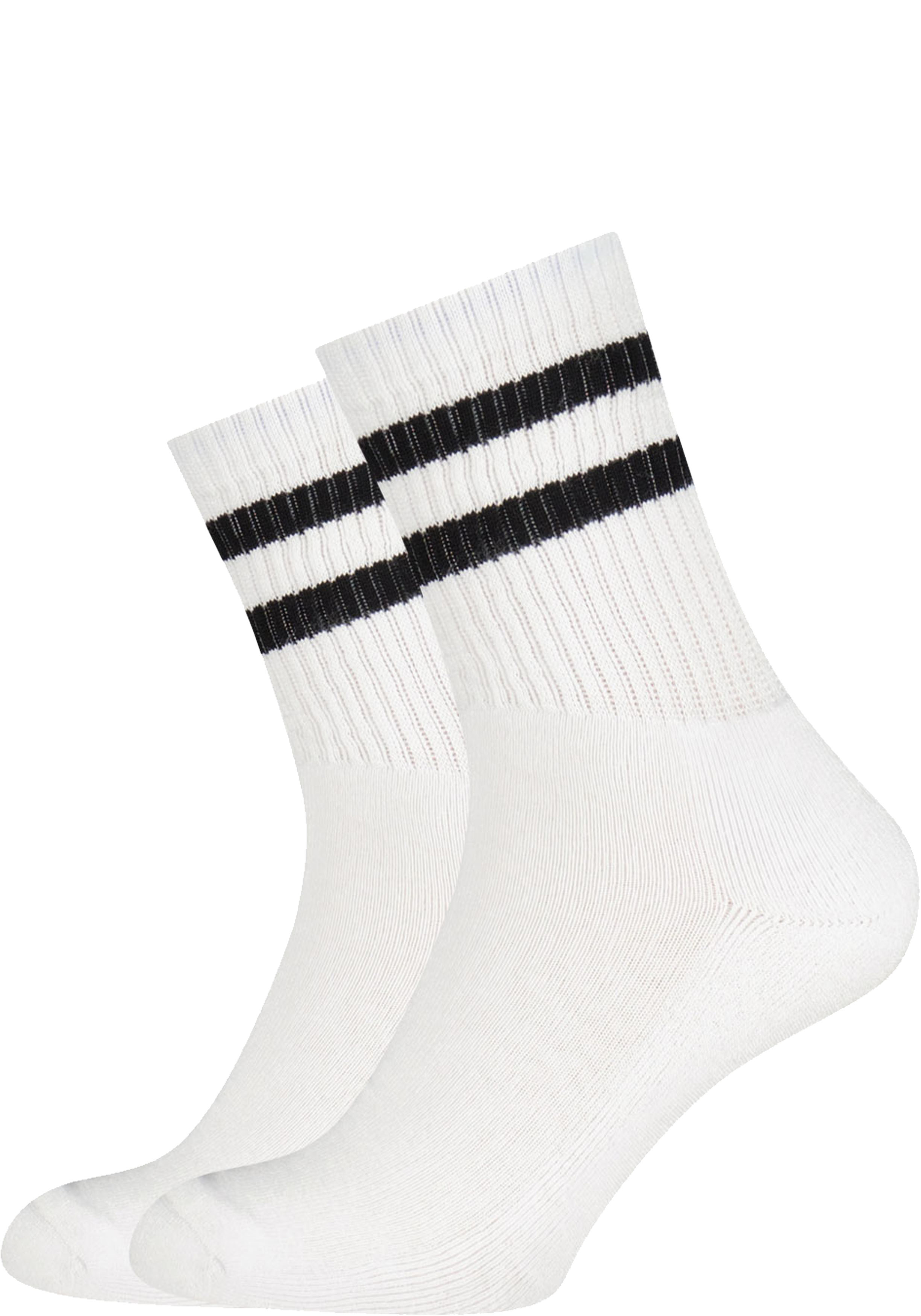 Bamboo Basics Senna outdoor socks (2-pack), unisex sokken met badstof binnenzool, wit met zwart gestreept