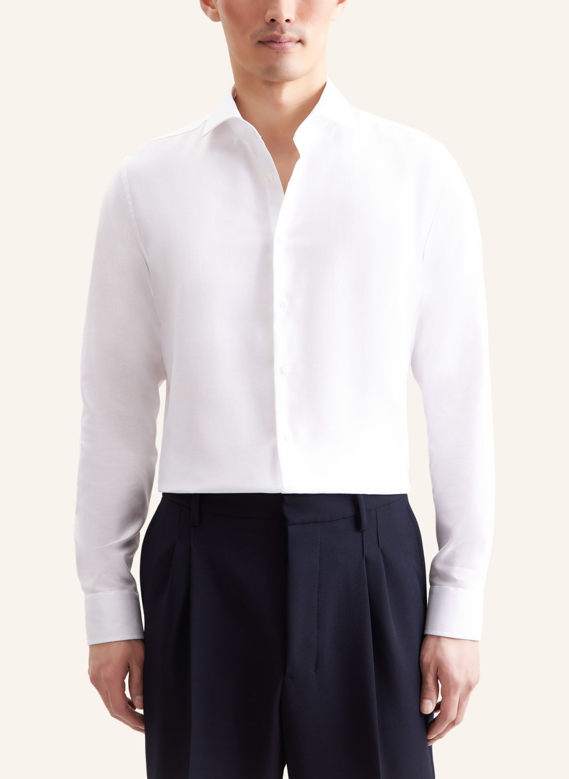 Seidensticker shaped fit overhemd, herringbone, wit