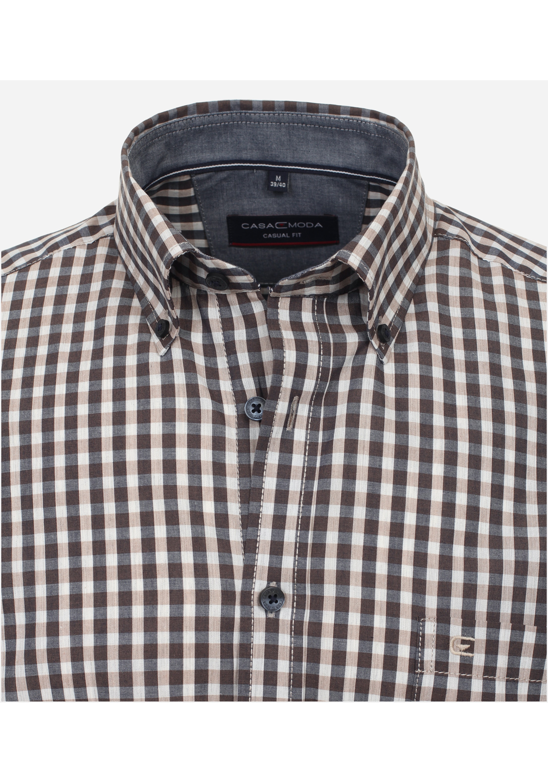 image_4_701a467f8b30f88bcec6aec334e29096jpgautoformatbgF3F3F3blend-alpha100blend-colorF3F3F3blend-modedarkenfitclampp CASA MODA Sport casual fit overhemd, structuur, beige geruit