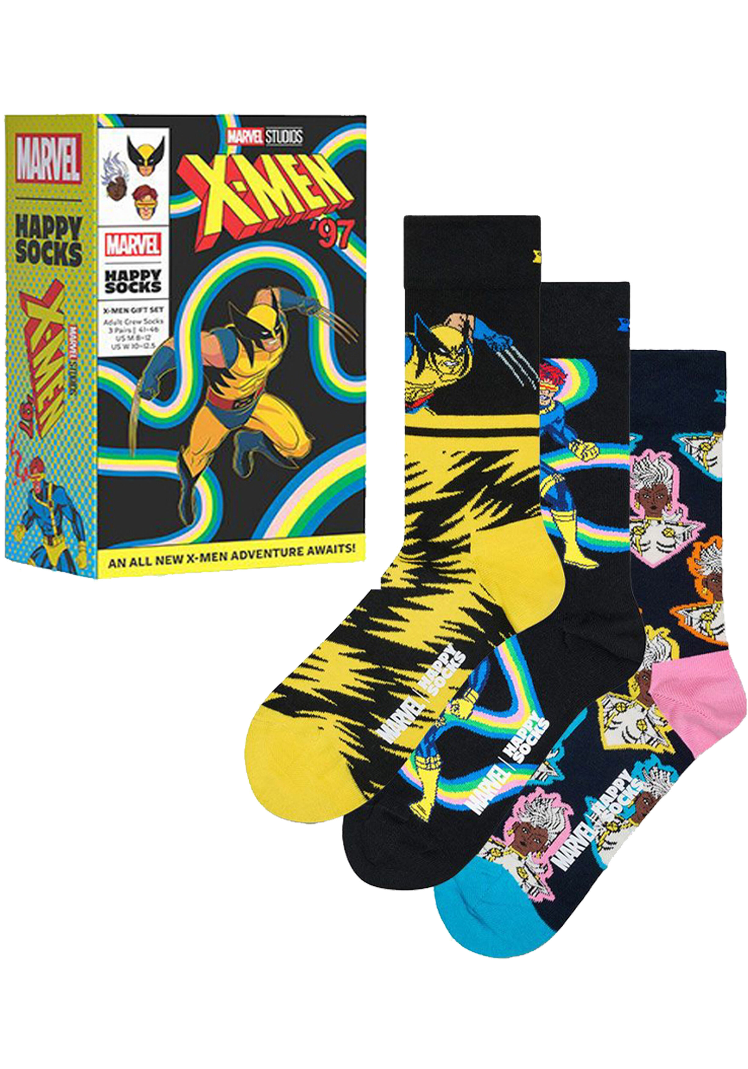 Happy Socks MARVEL X-Men Gift Set (3-pack), unisex sokken in cadeauverpakking, geel