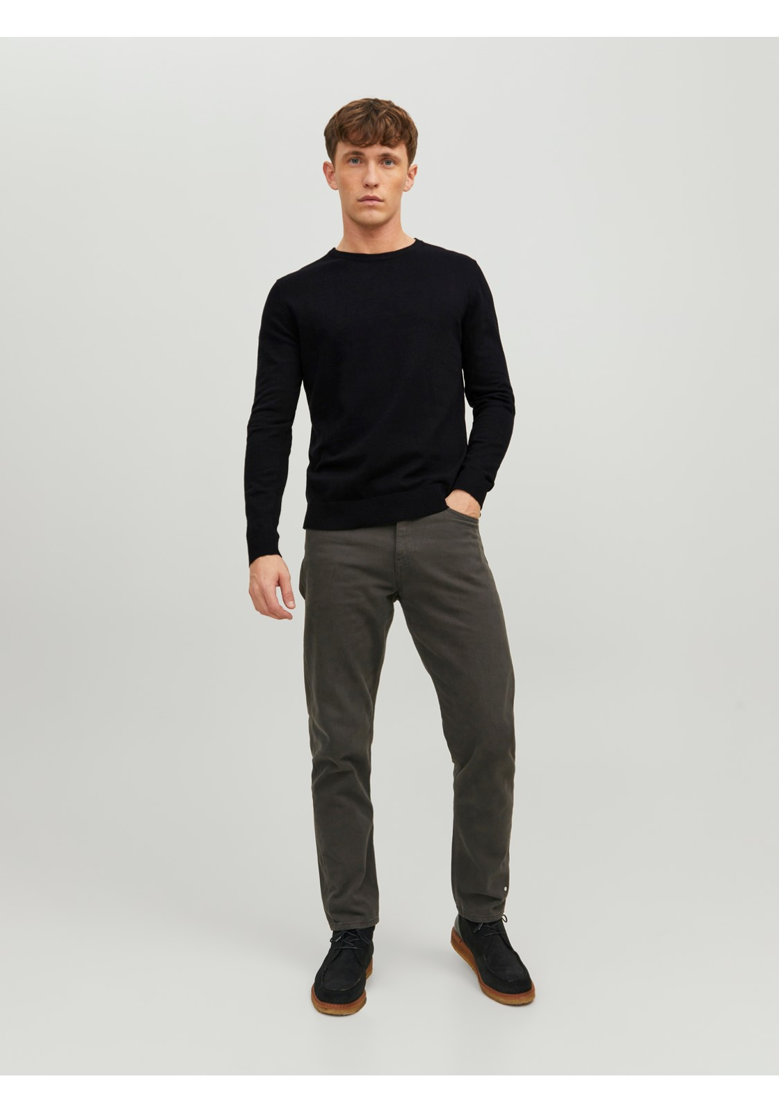 image_5_jj__3866610__frontfulljpgvc559b761169f67d871933a6792aea2999537 JACK & JONES Emil knit crew neck slim fit, heren pullover viscosemengsel met O-hals, zwart