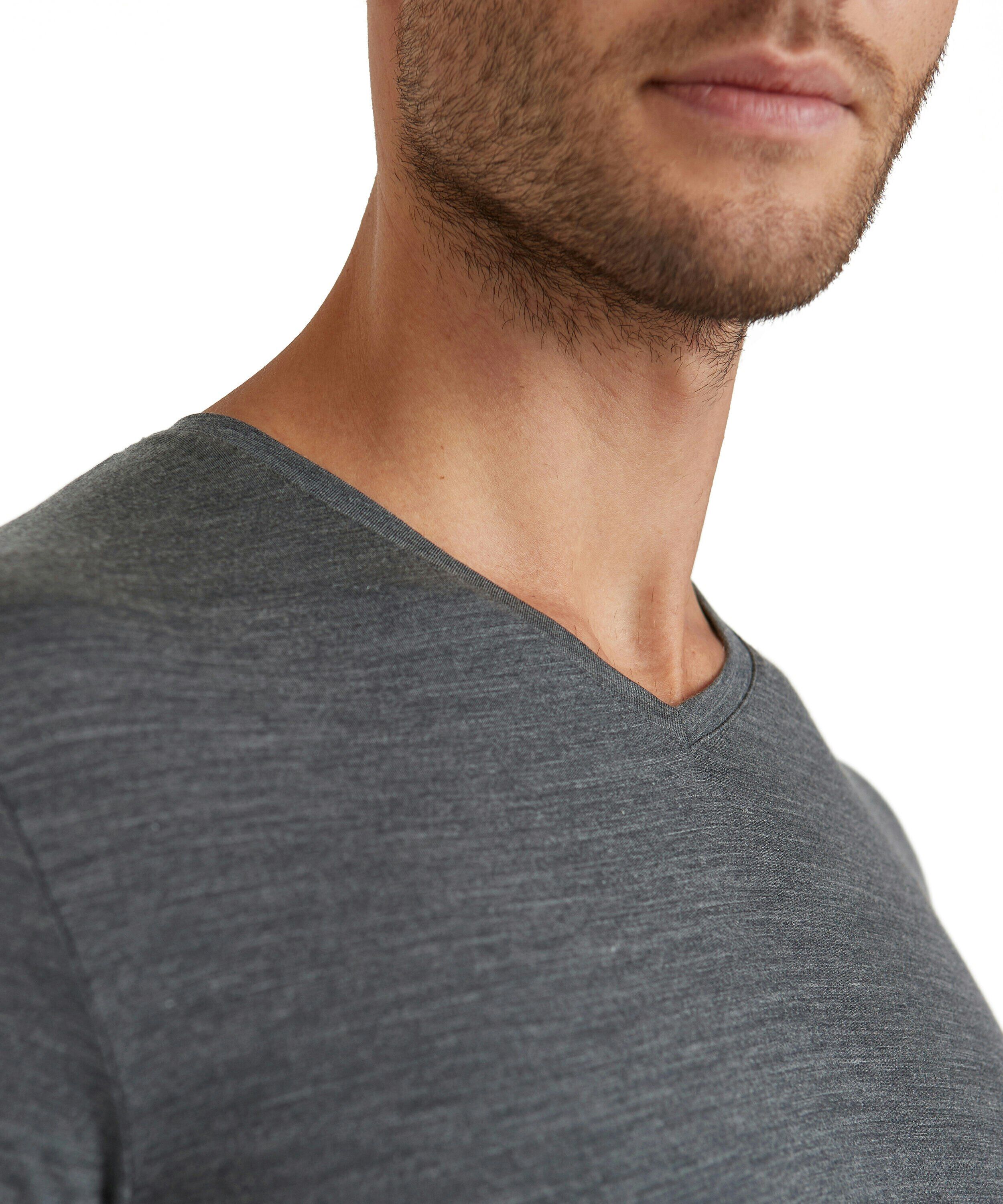 FALKE heren T-shirt Daily Climawool, korte mouw, donkergrijs (dark grey -heather)