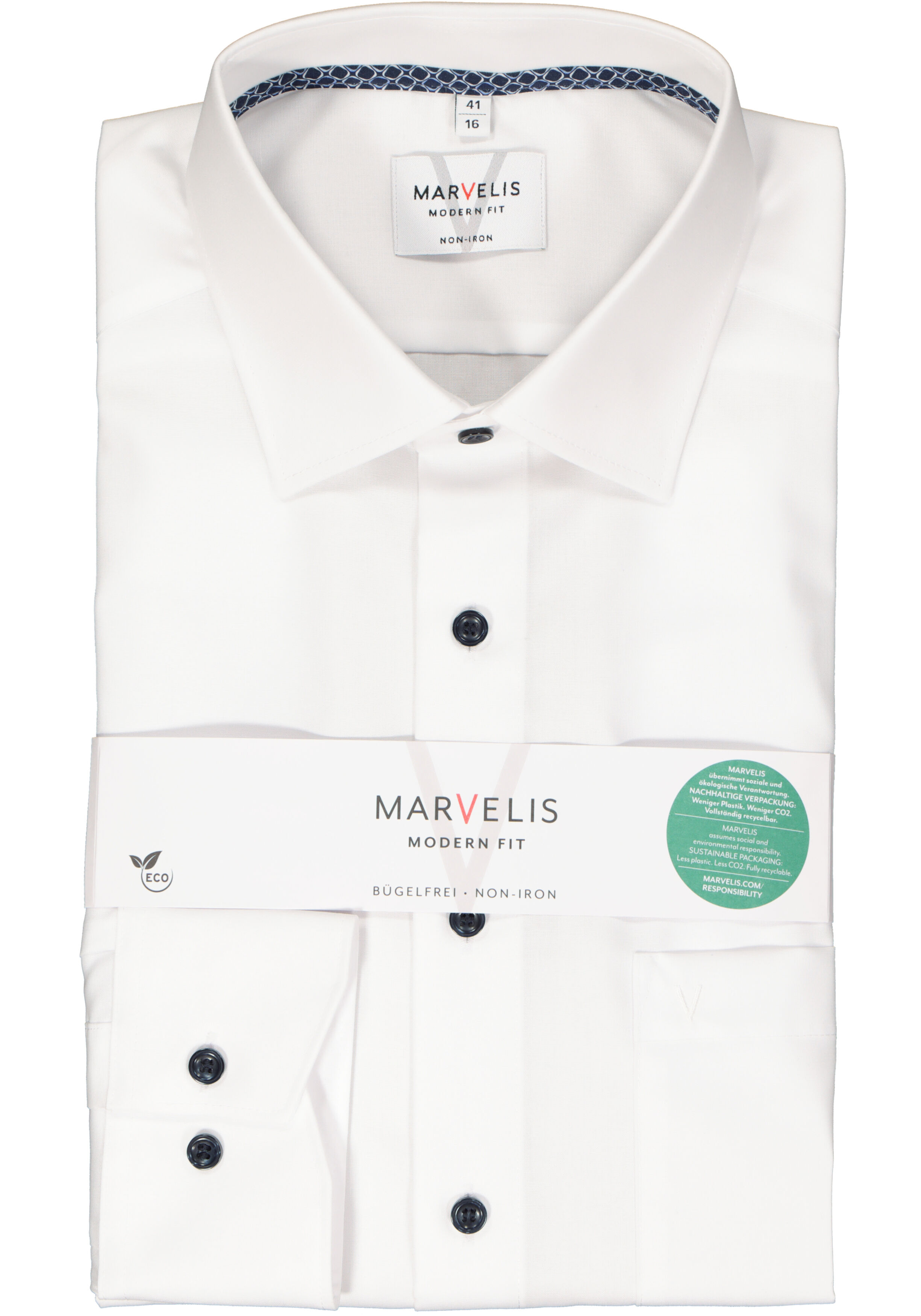 MARVELIS modern fit overhemd, structuur, wit