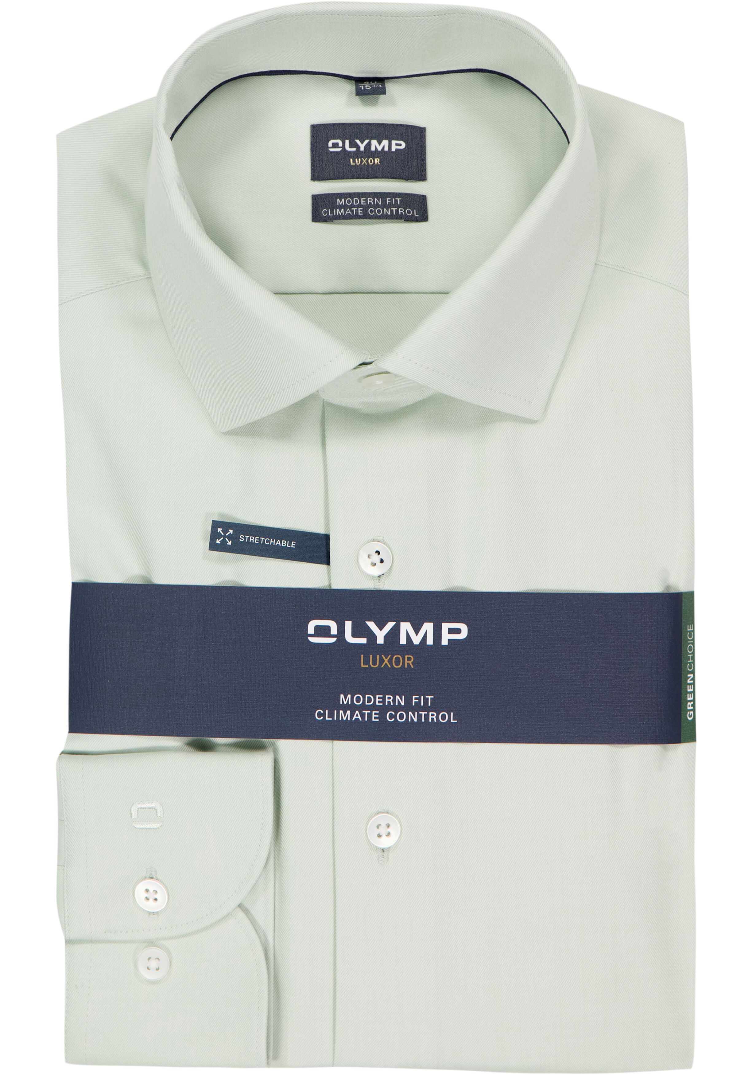 OLYMP 24/7 Luxor modern fit overhemd, twill, limoen geel