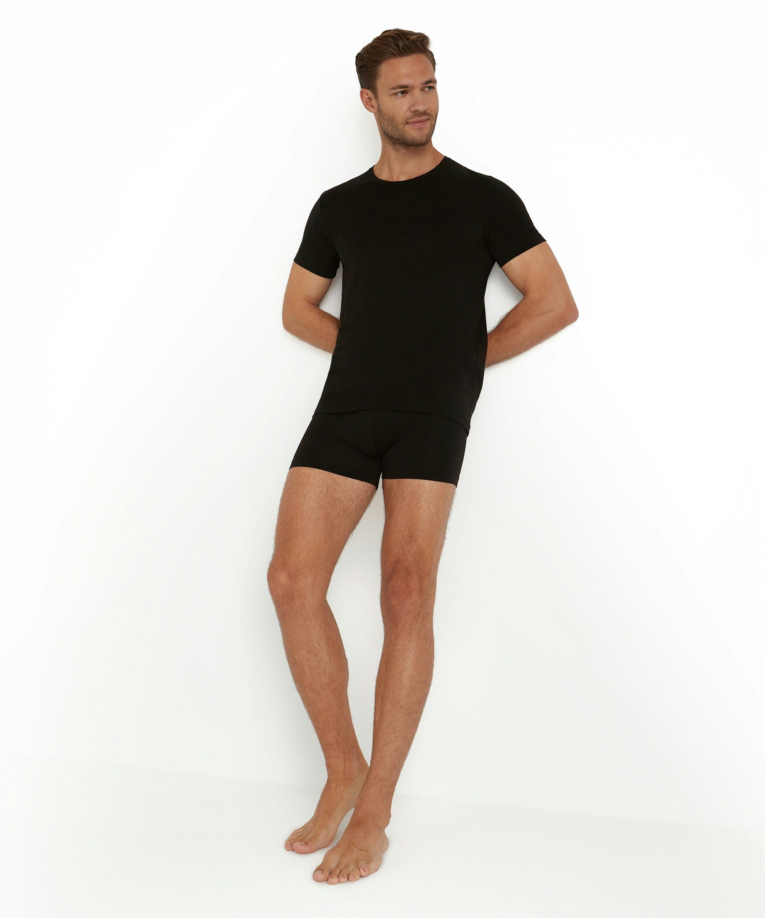 FALKE heren T-shirt Daily Climawool, korte mouw, zwart (black)