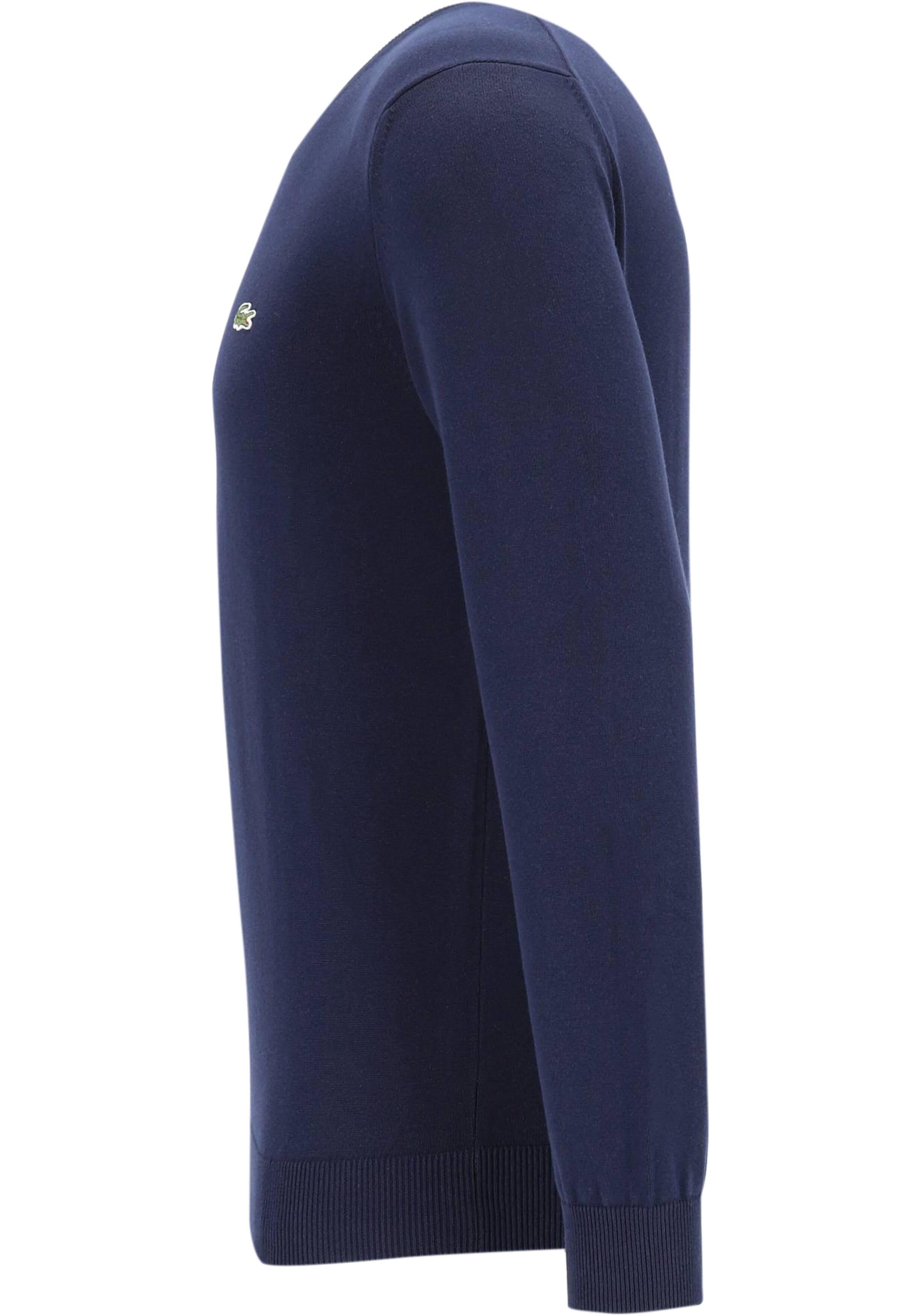 Lacoste herentrui katoen, O-hals, navy blauw