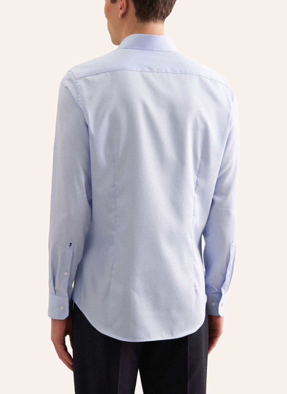 Seidensticker slim fit overhemd, mouwlengte 7, popeline, blauw