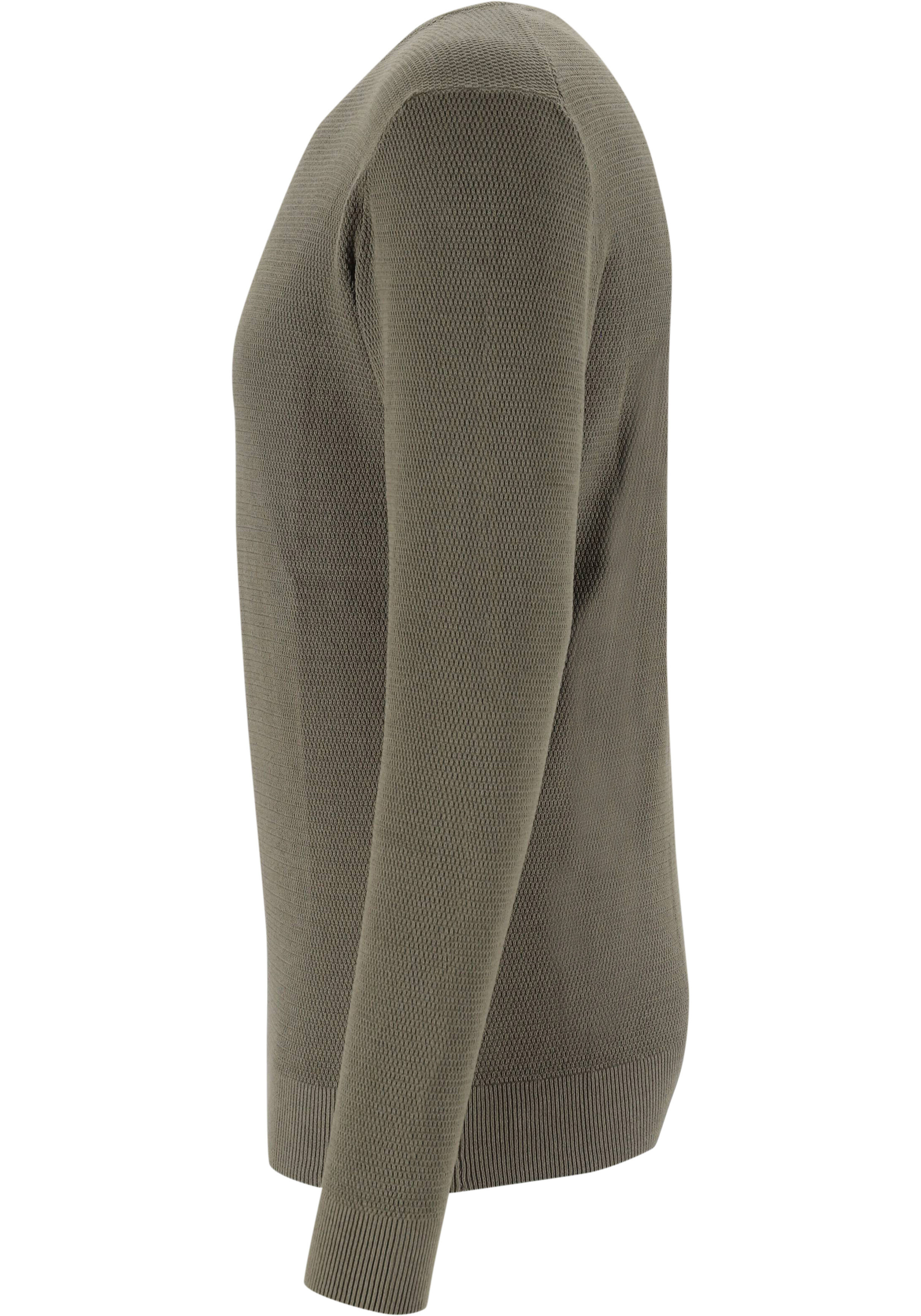 Michaelis heren trui katoenmengsel, slim fit trui met O-hals, donkergroen