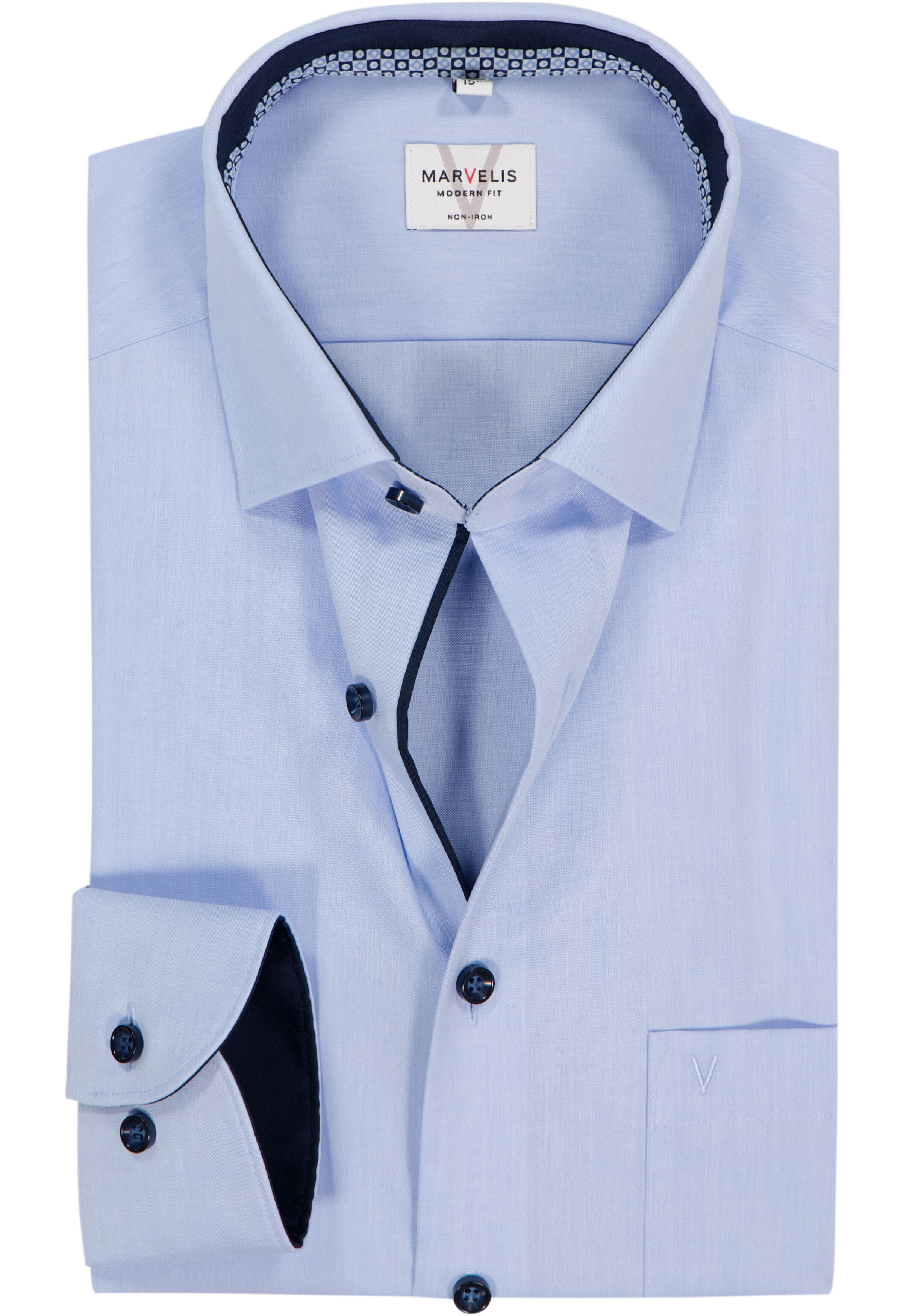 MARVELIS modern fit overhemd, popeline, lichtblauw