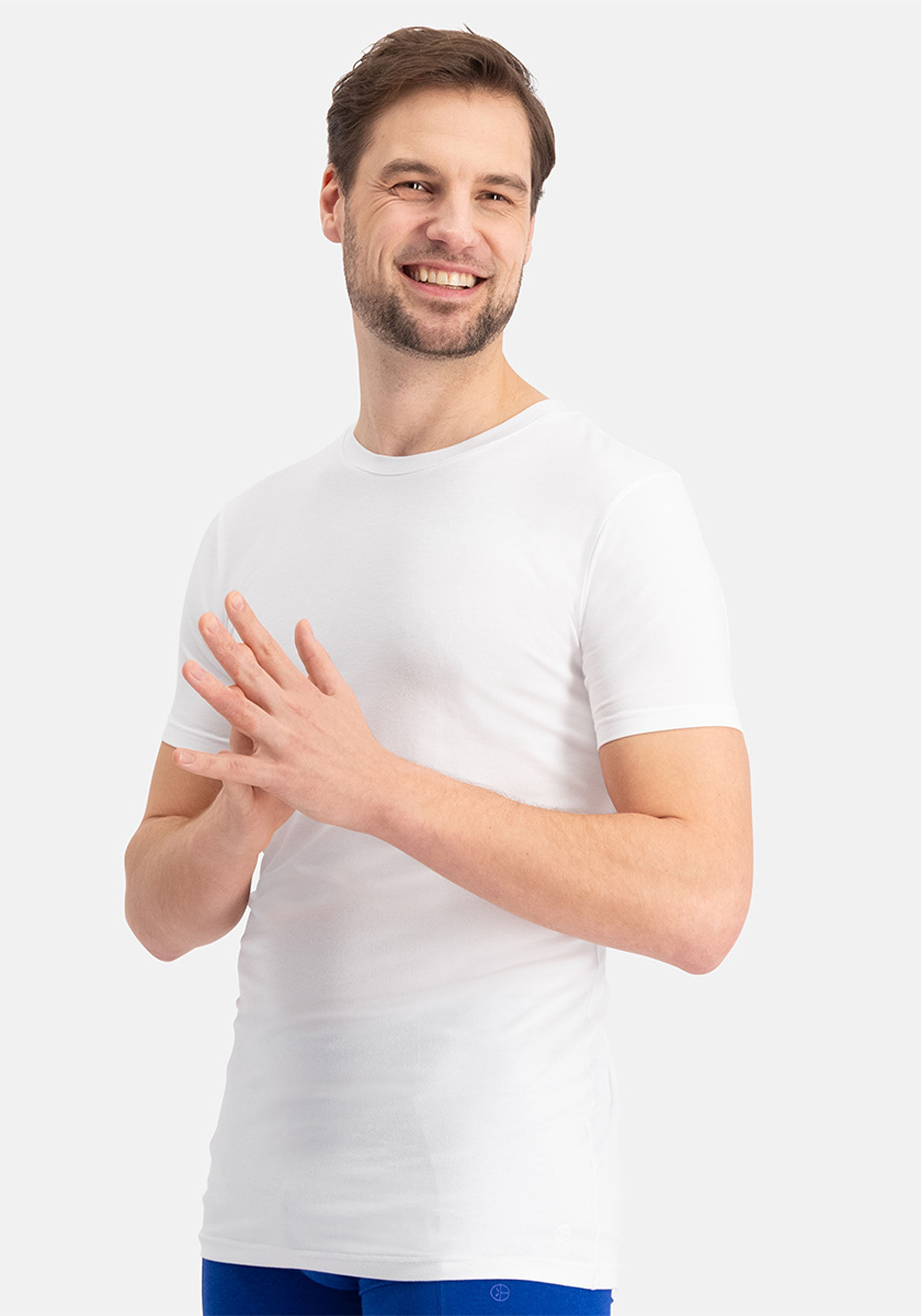 Bamboo Basics Reno slimfit round neck T-shirt (2-pack), heren slim fit T-shirt O-hals, wit