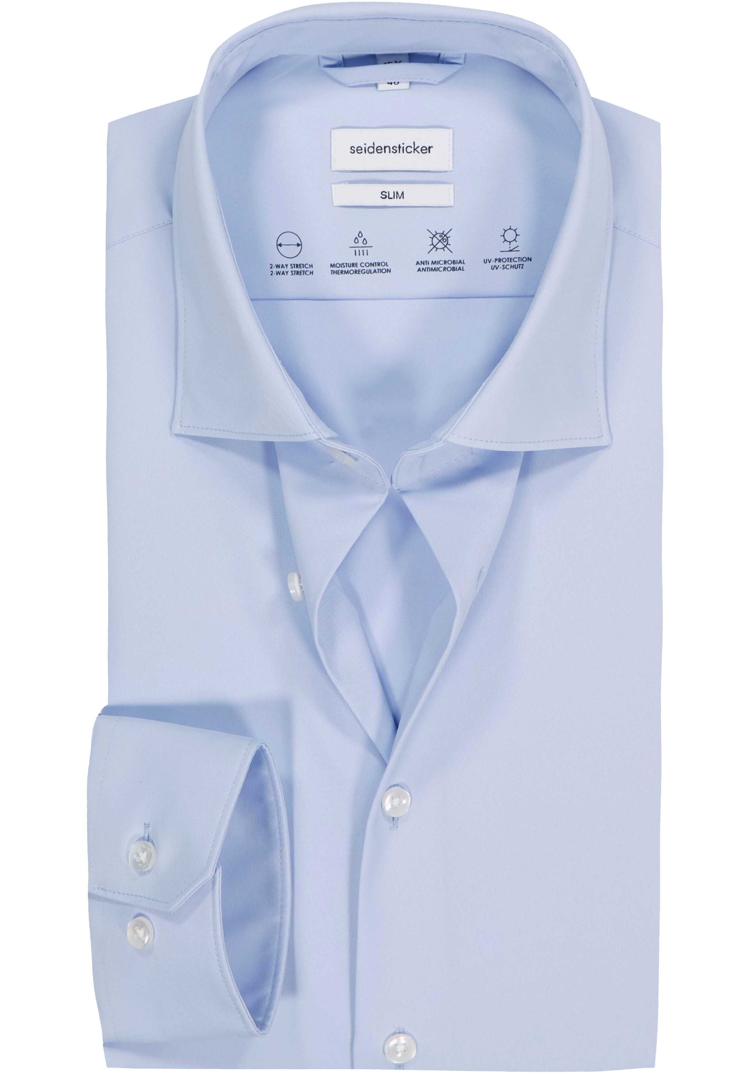Seidensticker slim fit overhemd, twill, blauw