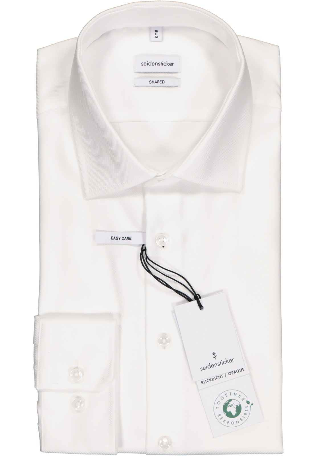 Seidensticker shaped fit overhemd, twill, wit Seidensticker shaped fit overhemd, twill, wit