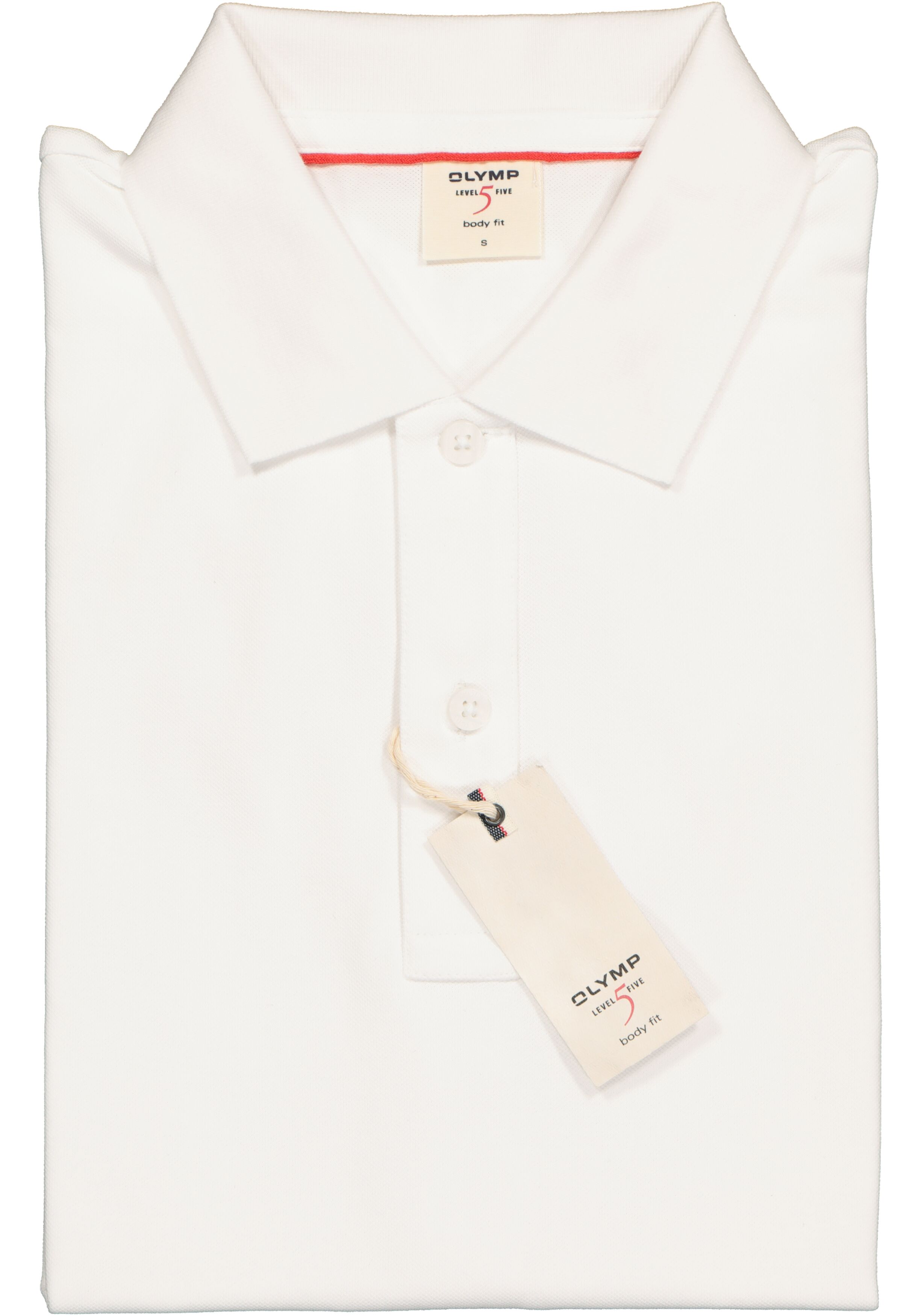 OLYMP Level 5 body fit poloshirt, stretch, wit