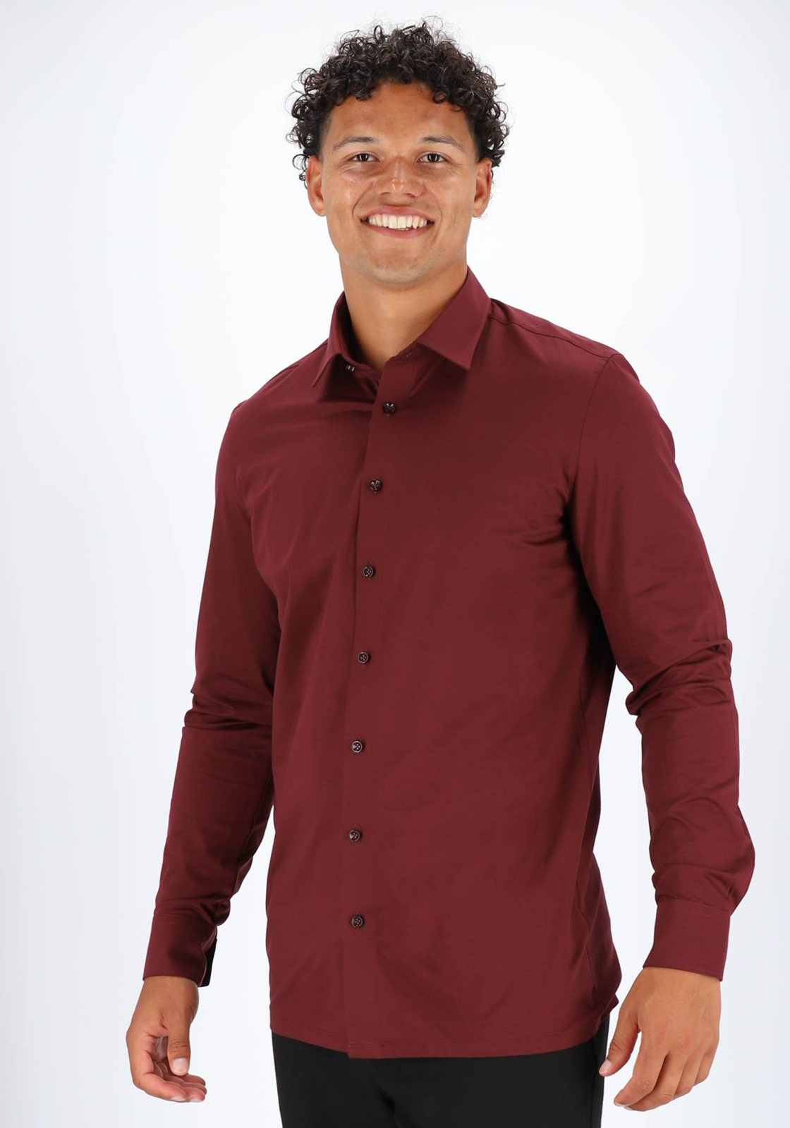 OLYMP 24/7 Luxor modern fit overhemd, tricot, donker rood OLYMP 24/7 Luxor modern fit overhemd, tricot, donker rood