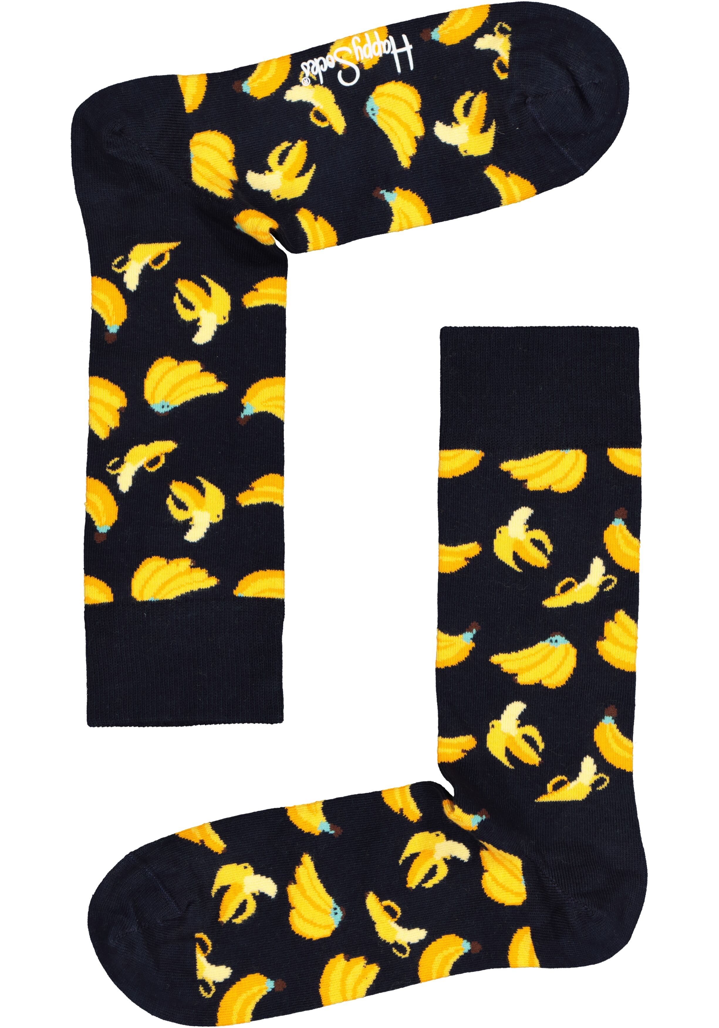 Happy Socks Banana Sock, gele bananen op zwart