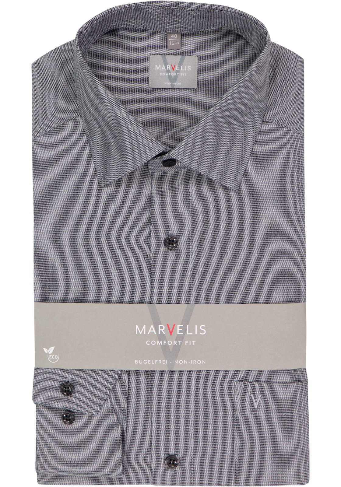 MARVELIS comfort fit overhemd, structuur, zwart met wit MARVELIS comfort fit overhemd, structuur, zwart met wit