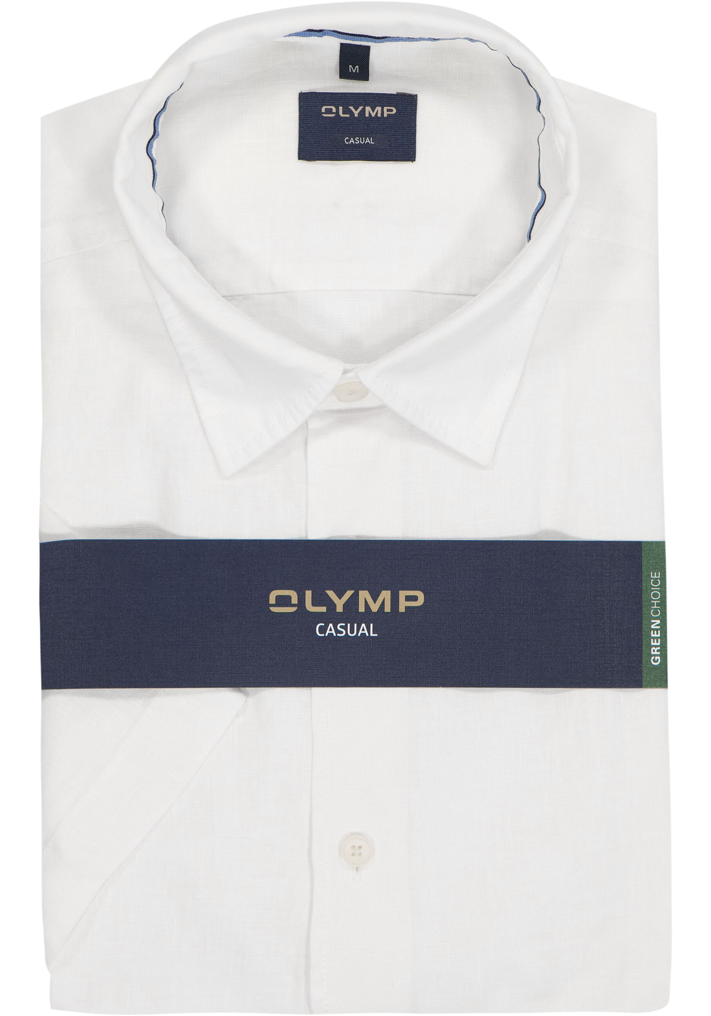 OLYMP Casual regular fit overhemd, korte mouw, structuur, wit