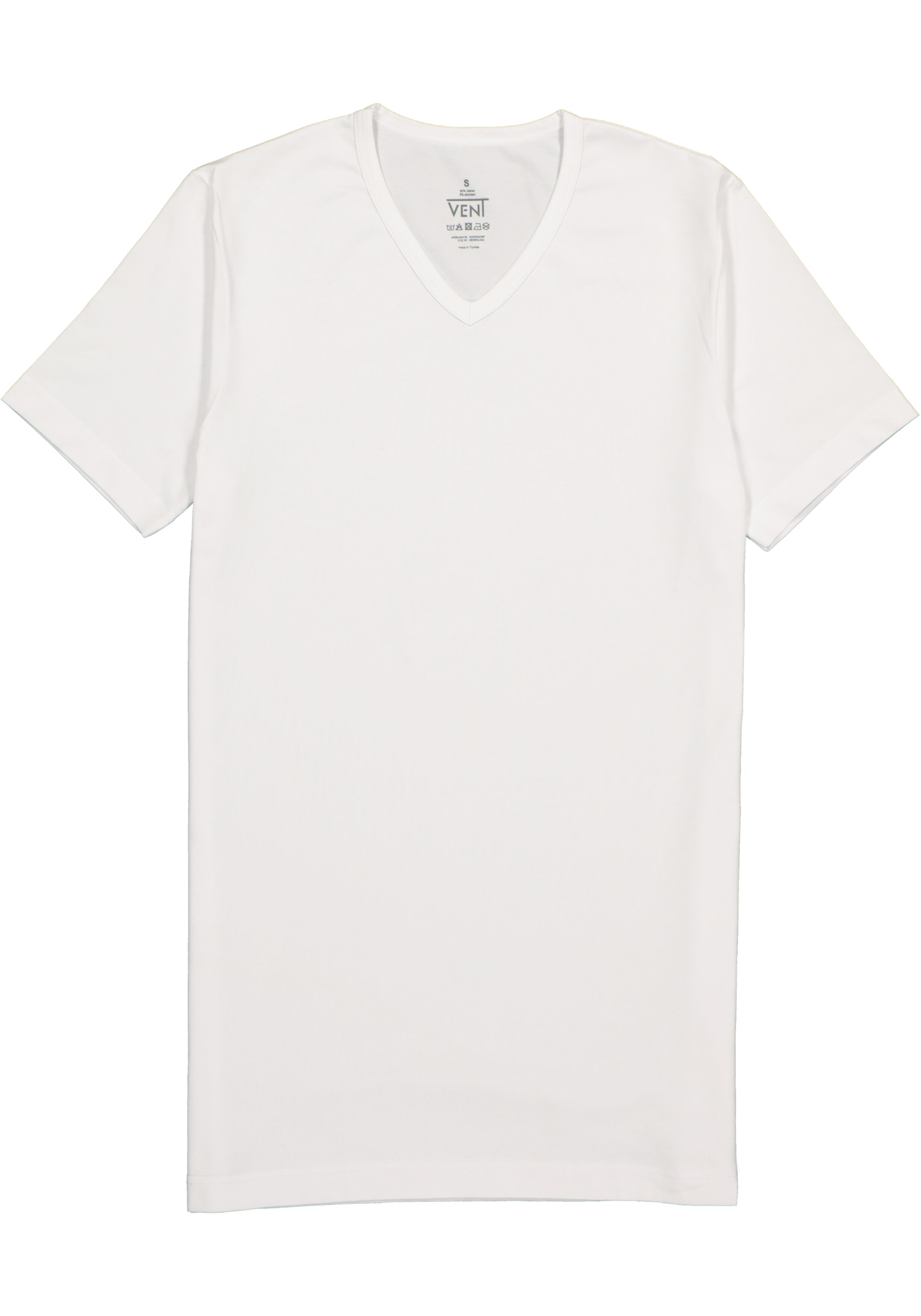 VENT strak model T-shirt V-hals (2-pack), wit 