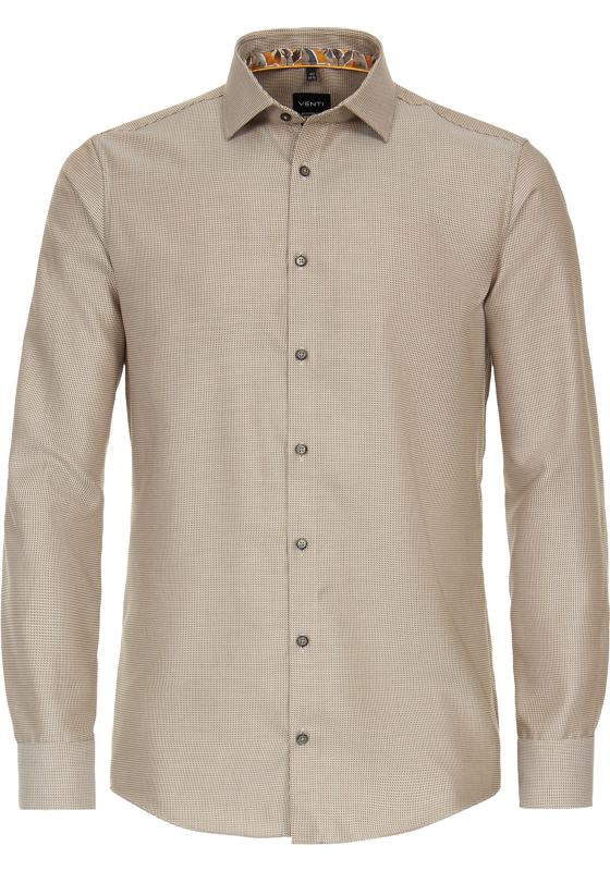 VENTI modern fit overhemd, dobby, geel, blauw, wit mini dessin VENTI modern fit overhemd, dobby, geel, blauw, wit mini dessin