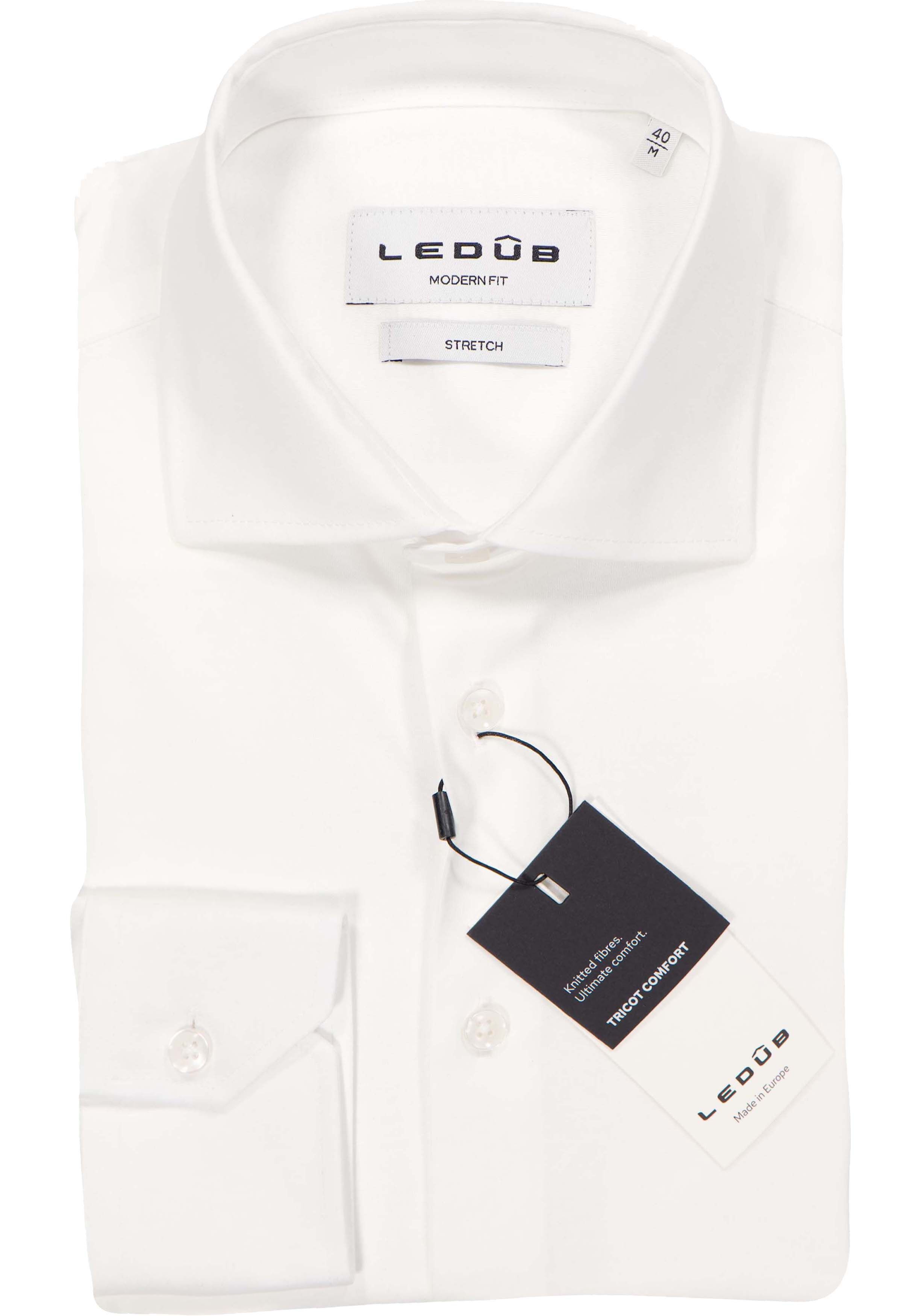 Ledub modern fit overhemd, jersey, wit