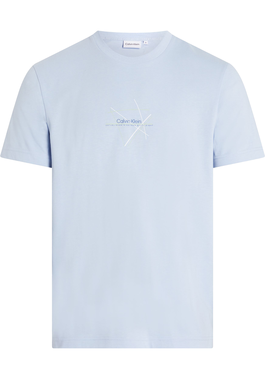 1-8720109257397-calvin_klein-tshirts-V24_HR Calvin Klein Linear Chest Graphic T-shirt, heren T-shirt korte mouw O-hals, blauw dessin