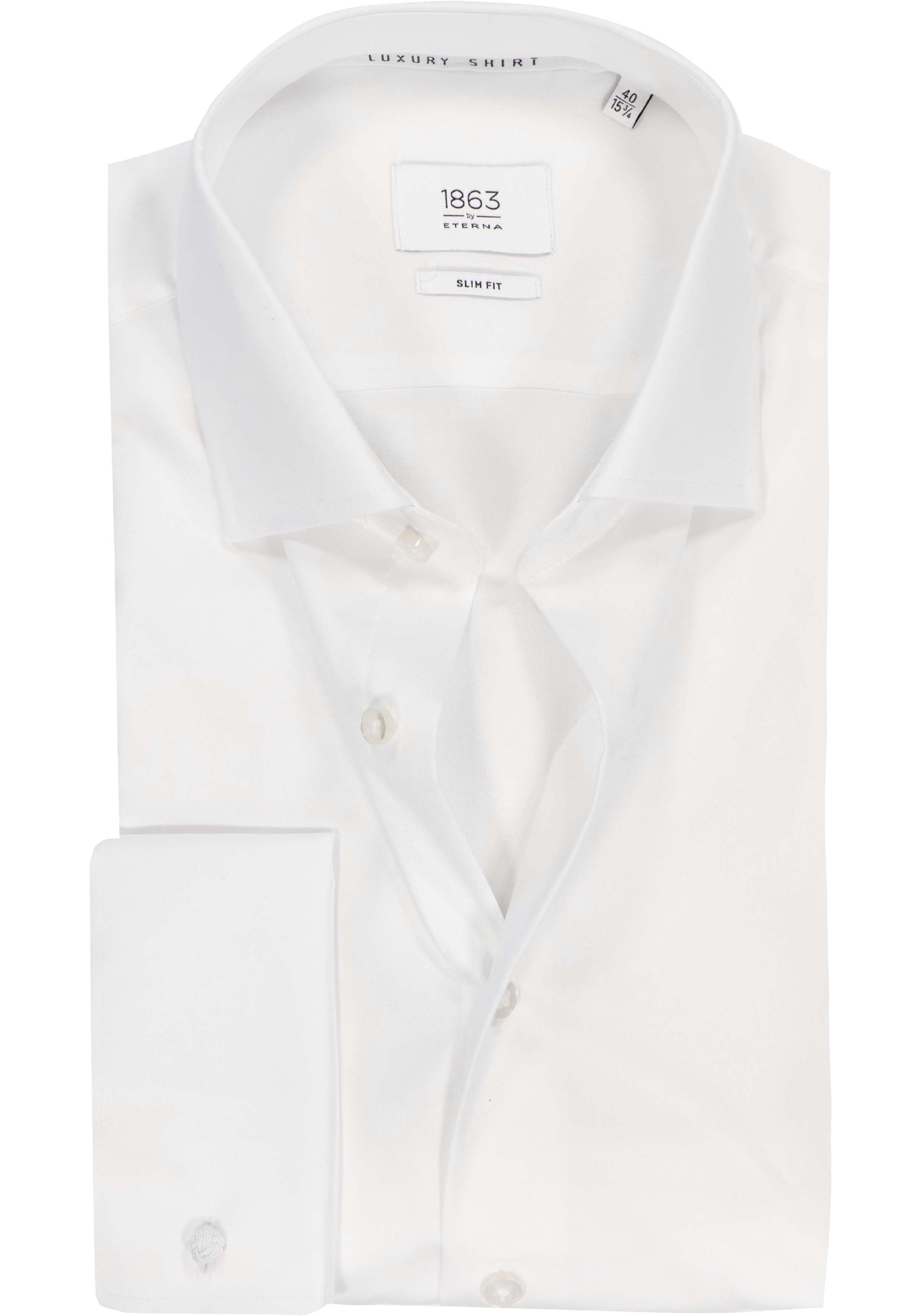 ETERNA slim fit overhemd, twill met dubbele manchet, wit